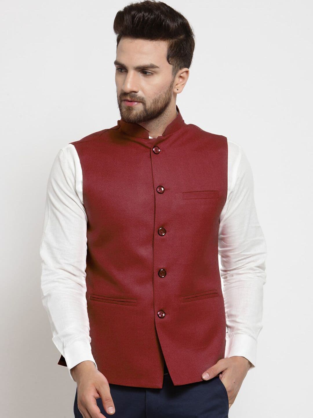 TREEMODA Mandarin Collar Sleeveless Nehru Jackets - view 1