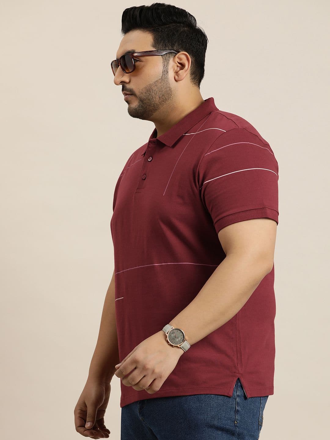 Sztori Men Plus Size Printed Polo Collar T-shirt - view 1
