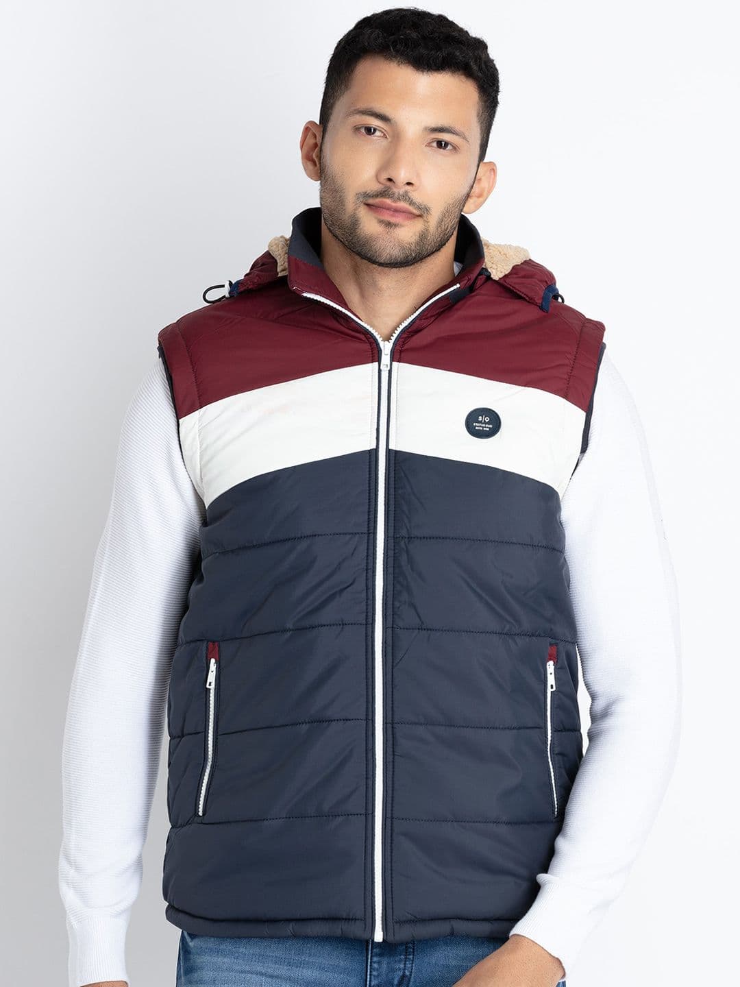 Status Quo Colourblocked Hooded Padded Jacket - view 1