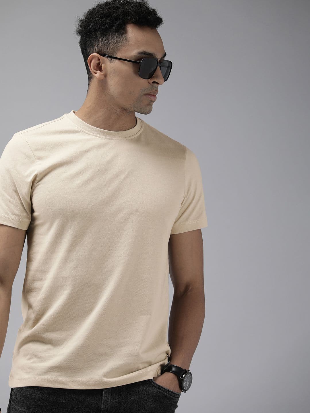 Roadster Men Solid Pure Cotton T-shirt - view 1