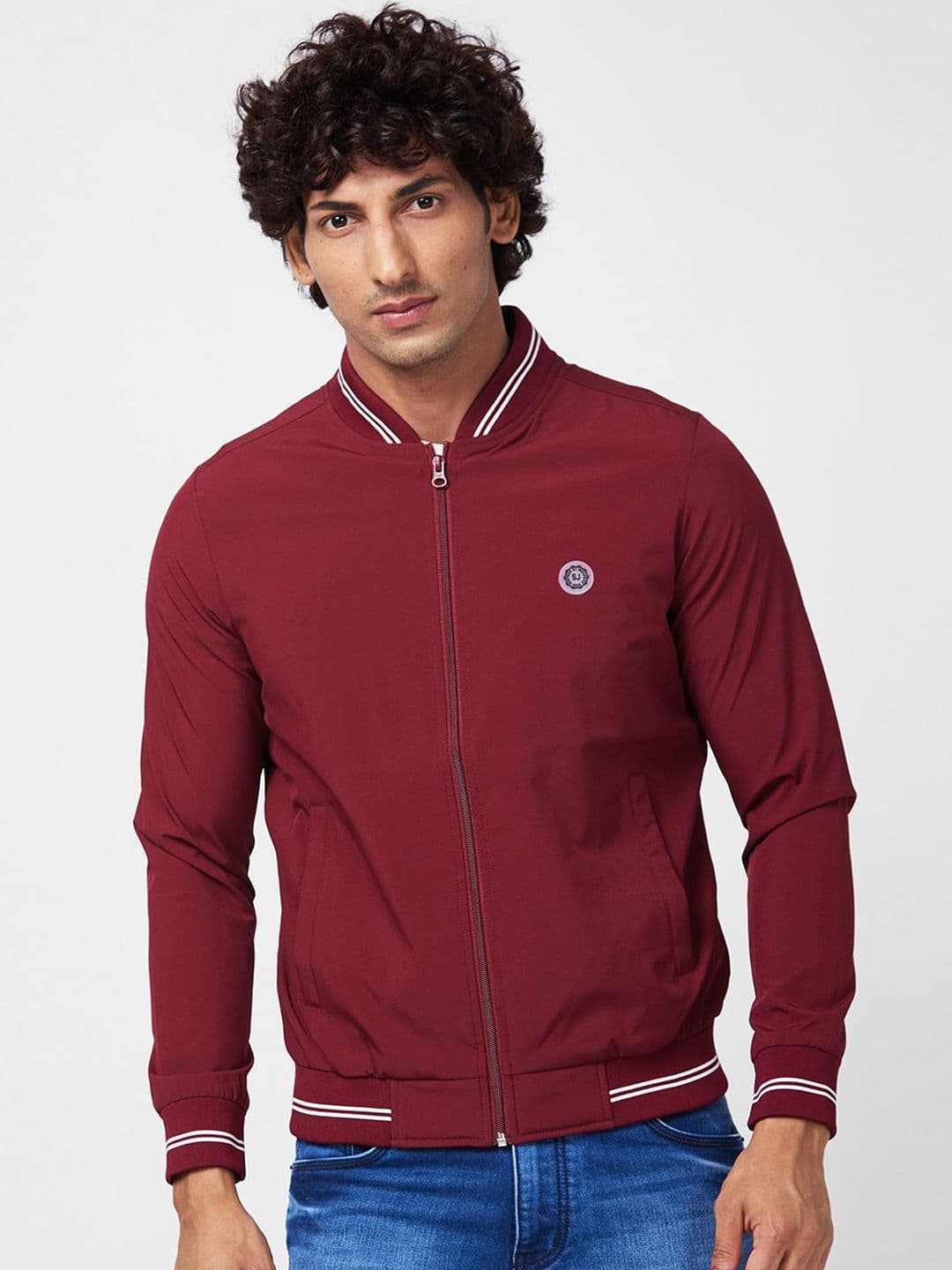 SPYKAR Stand Collar Zip Detail Bomber Jacket - view 1