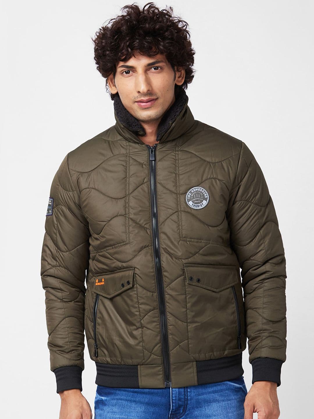 SPYKAR Mock Collar Quilted Jacket - view 1