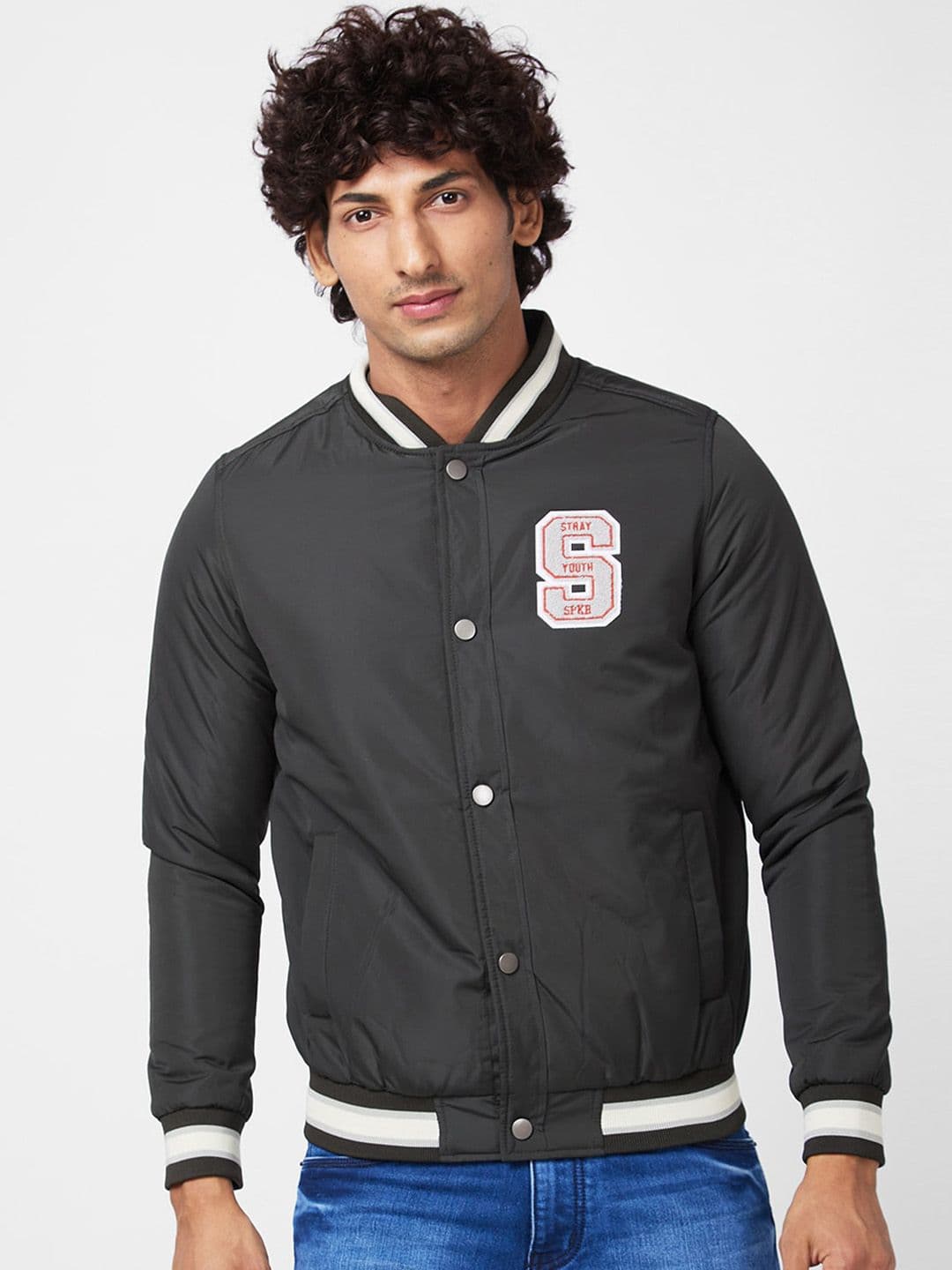SPYKAR Mock Collar Varsity Jacket - view 1