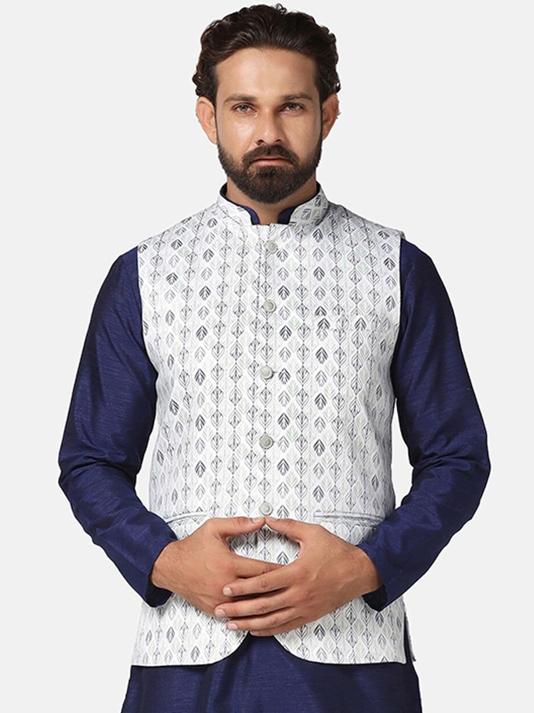 TAHVO Geometric Printed Nehru Jacket - view 1
