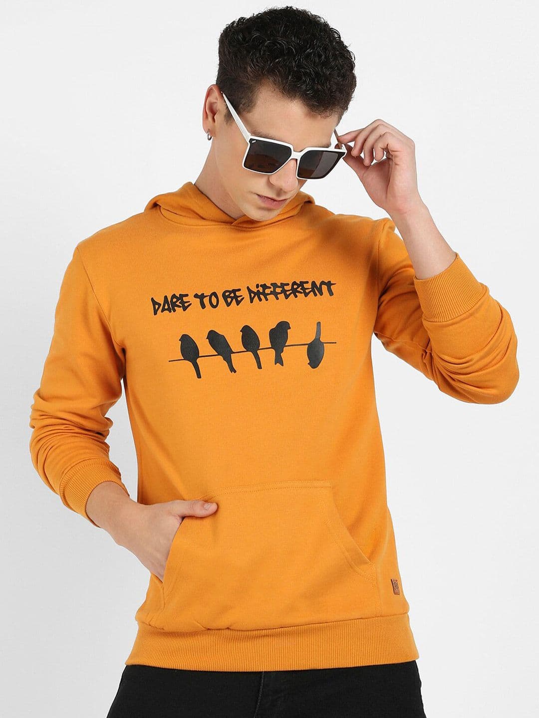 CAHOOT Typography Printed Hooded Cotton Pullover Sweatshirt - view 1