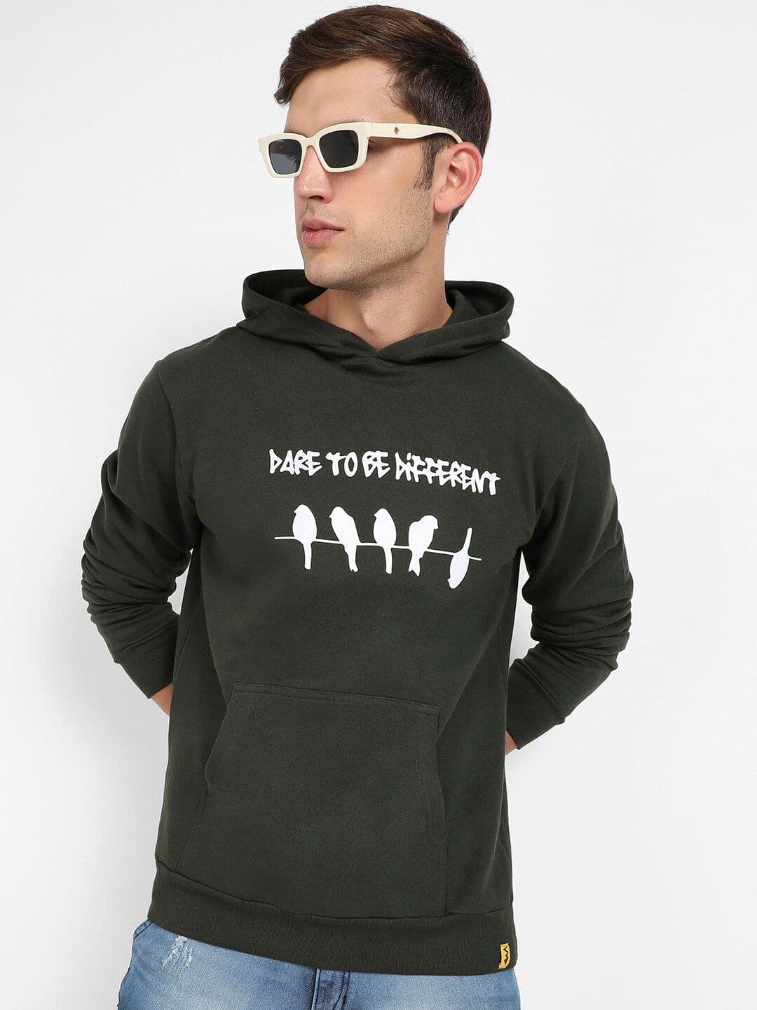 CAHOOT Typography Printed Hooded Cotton Pullover Sweatshirt - view 1