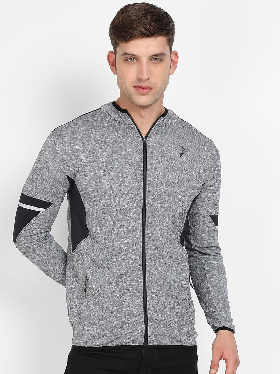 CAHOOT Mandarin Collar Colorblocked Windcheater Contrast Tailored Jacket - view 1