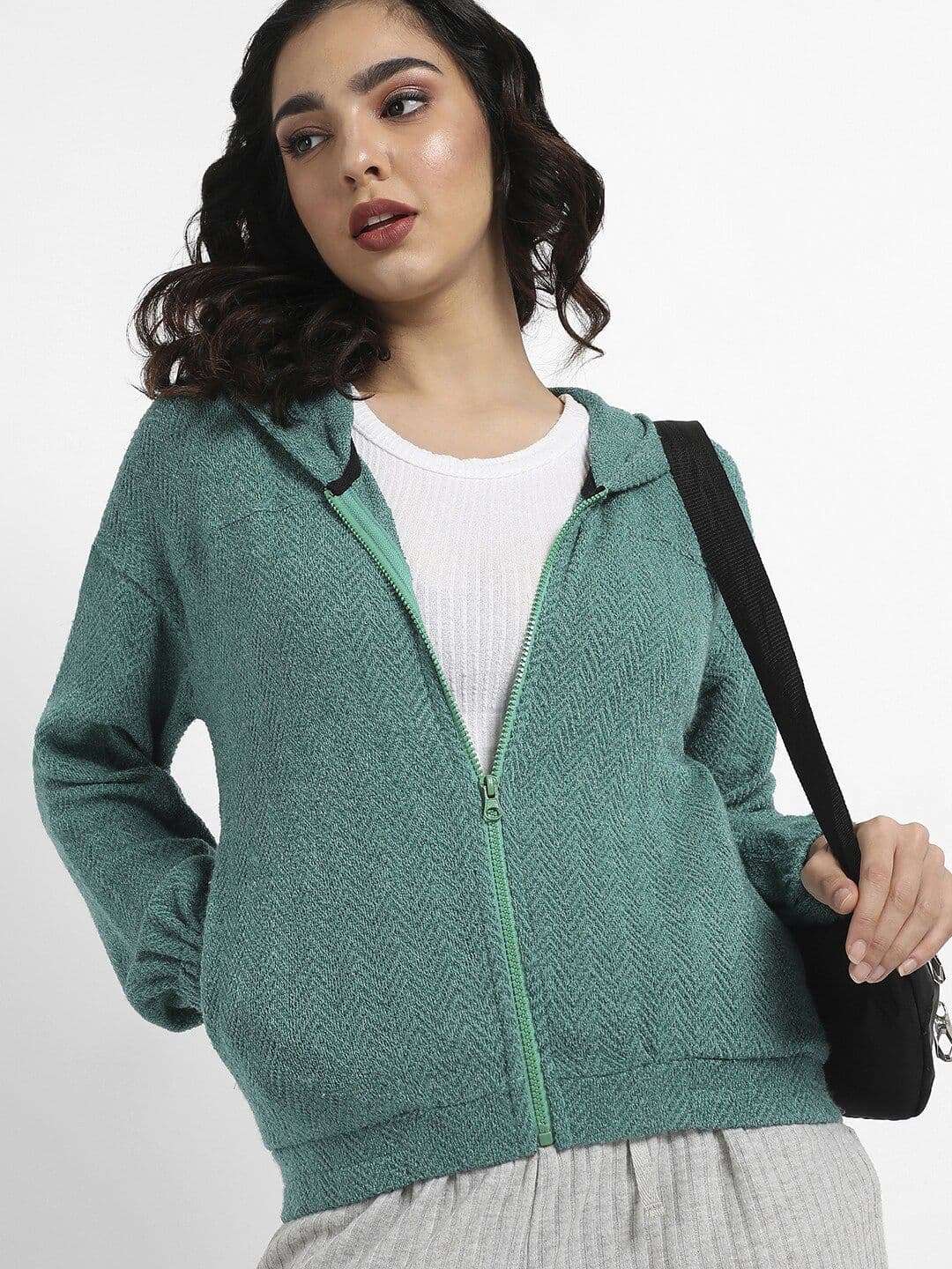 PINACOLADA Self Design Hooded Cotton Front Open Sweatshirt - view 1