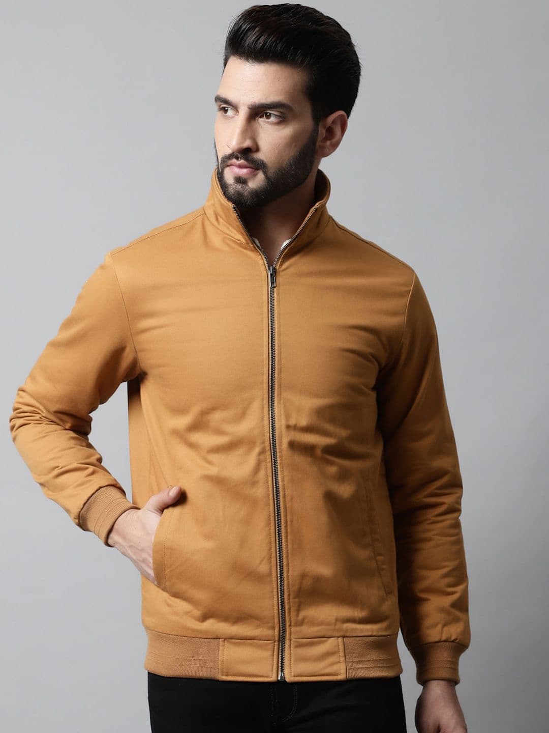 HOUSE OF VEDAS Men Mustard Lightweight Outdoor Bomber Jacket - view 1