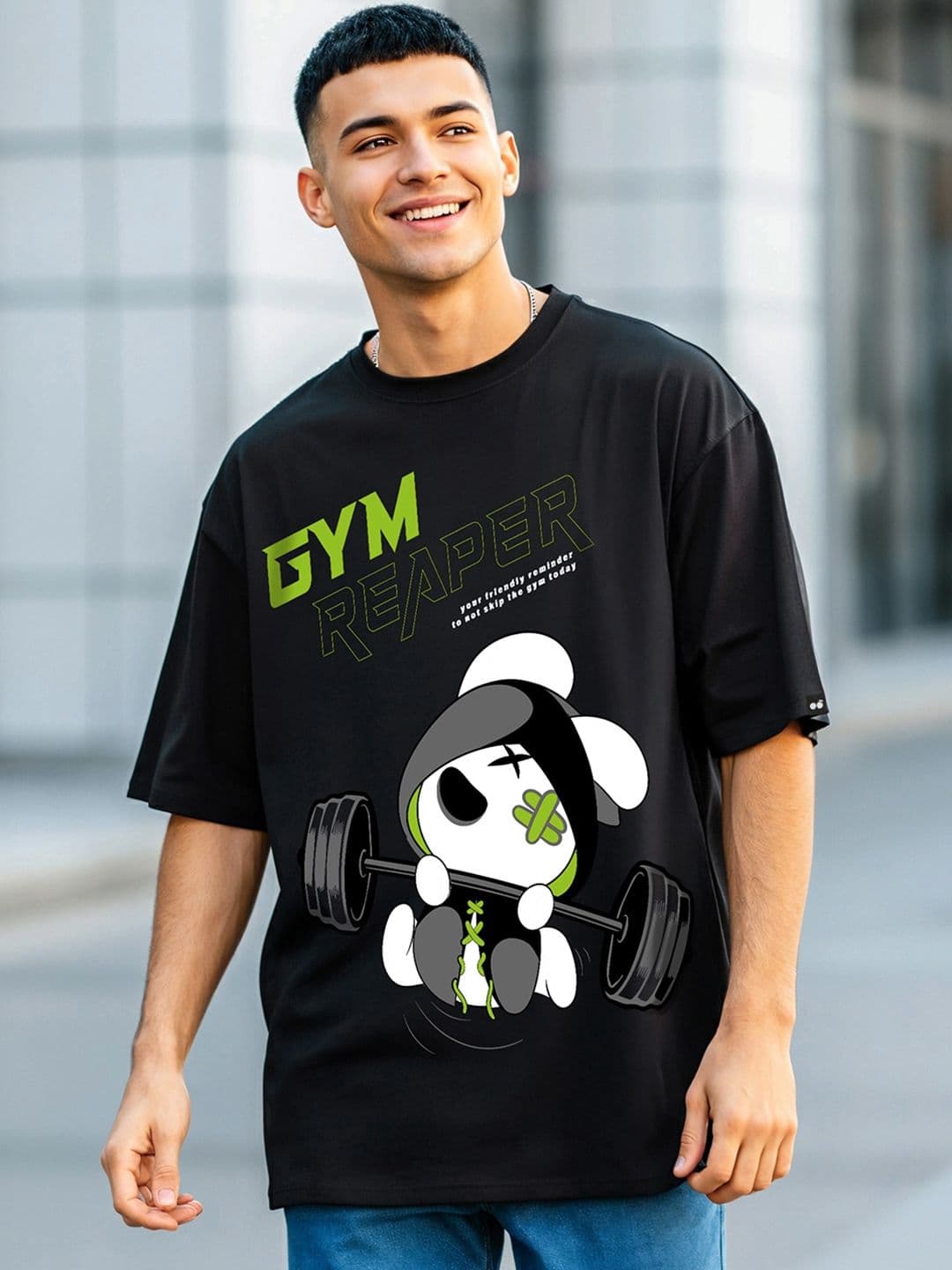 Bewakoof Gym Reaper Graphic Printed Oversized T-shirt - view 1