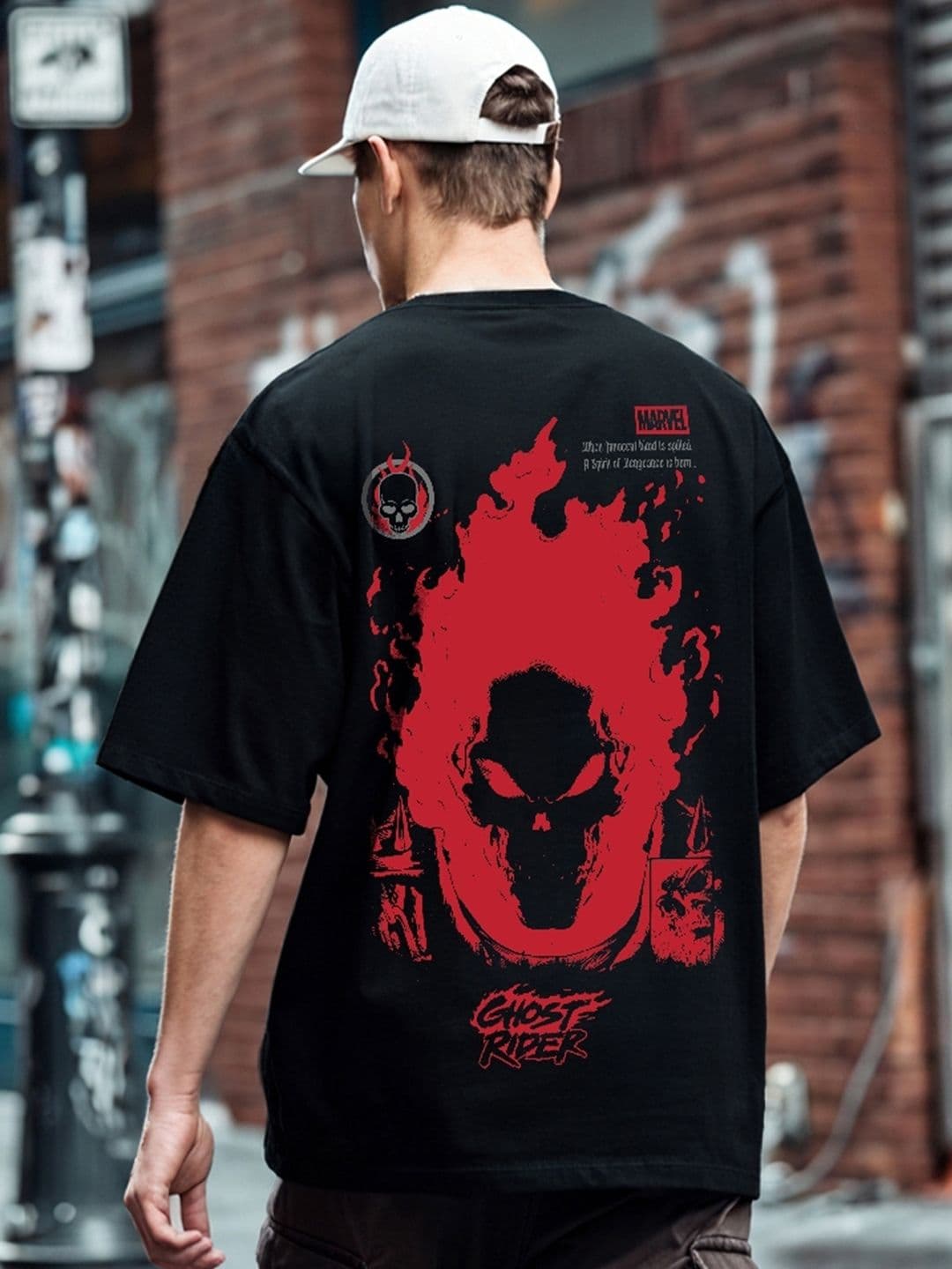 Bewakoof X Official Marvel Merchandise Ghost Rider Spirit of Vengeance Oversized T-shirt - view 1