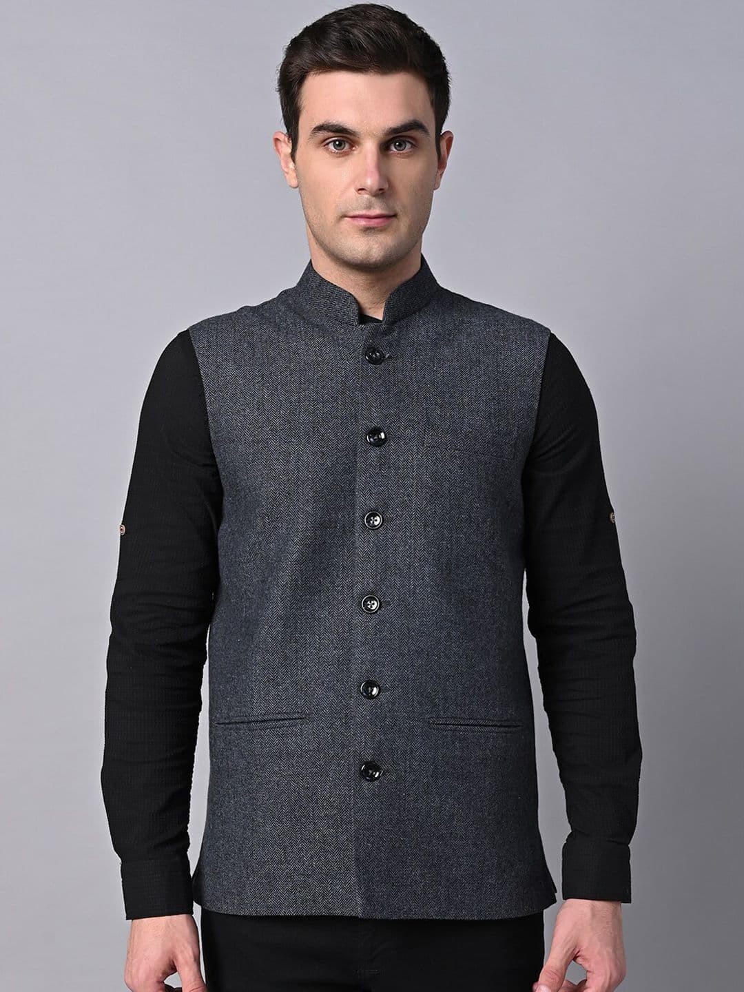 Vastraa Fusion Pure Wool Nehru Jacket - view 1