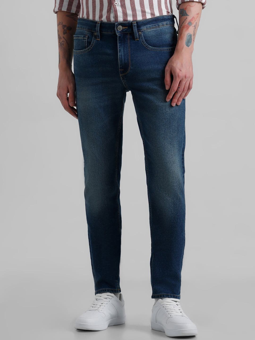 Jack & Jones Men Mid Rise Slim Fit Heavy Fade Stretchable Jeans - view 1