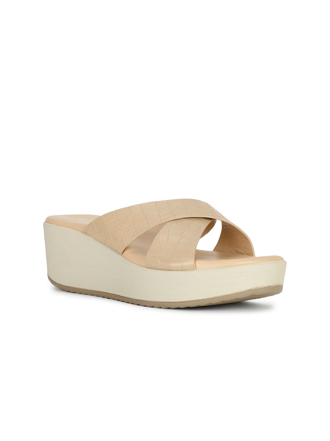 Bata Textured Open Toe Wedge Heels - view 1