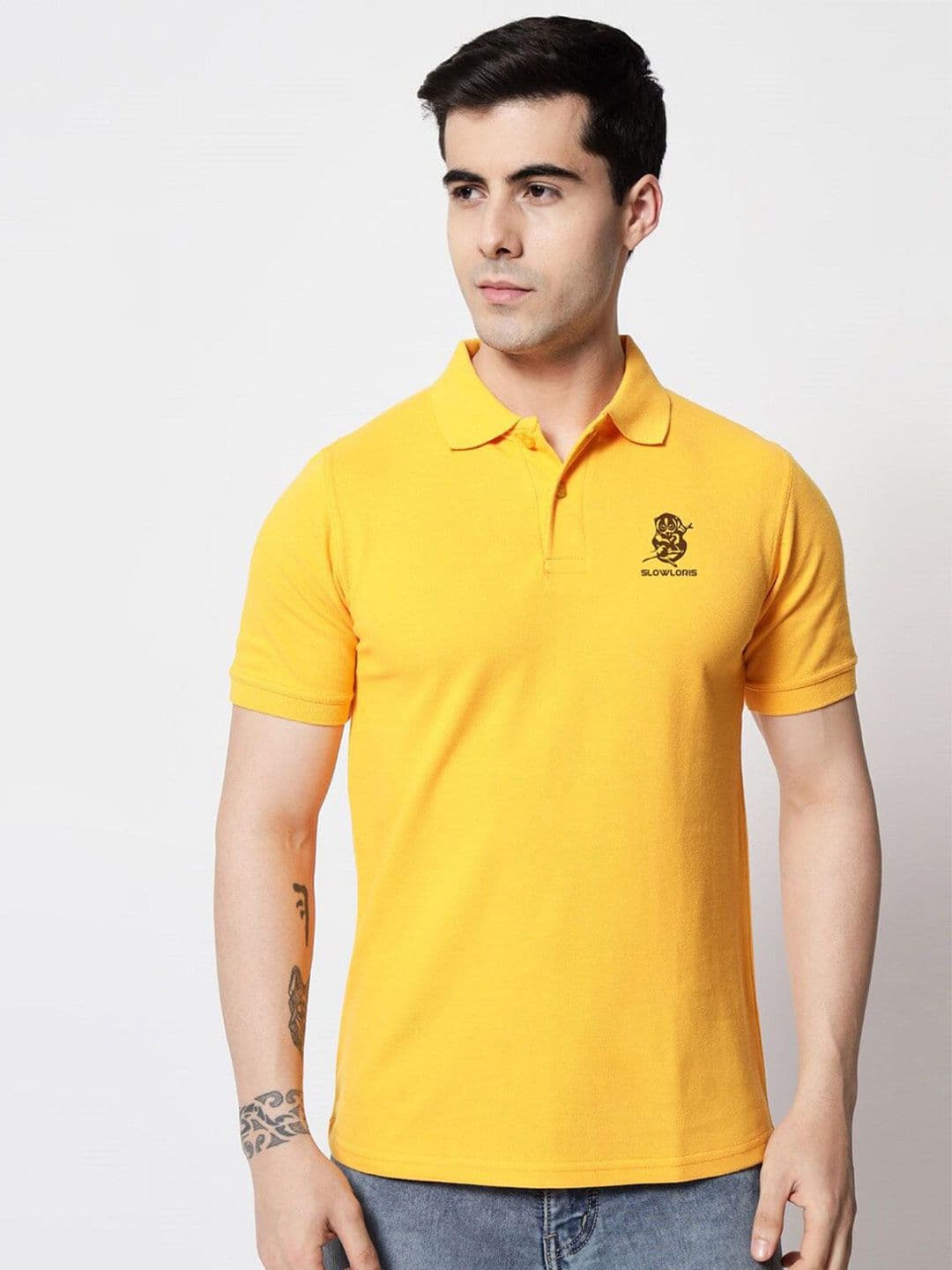 SLOWLORIS Polo Collar Cotton T-shirt - view 1