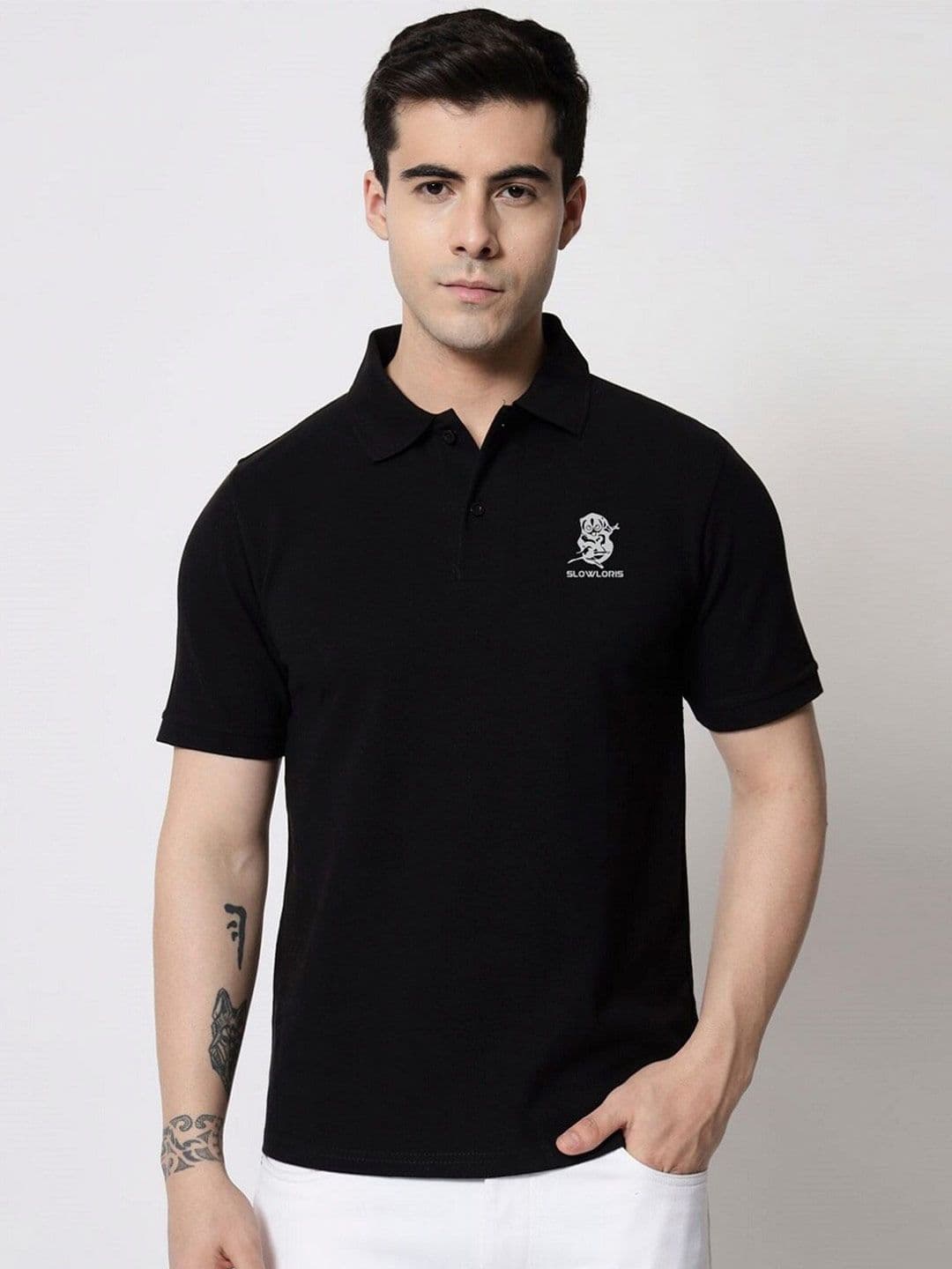 SLOWLORIS Polo Collar Cotton T-shirt - view 1