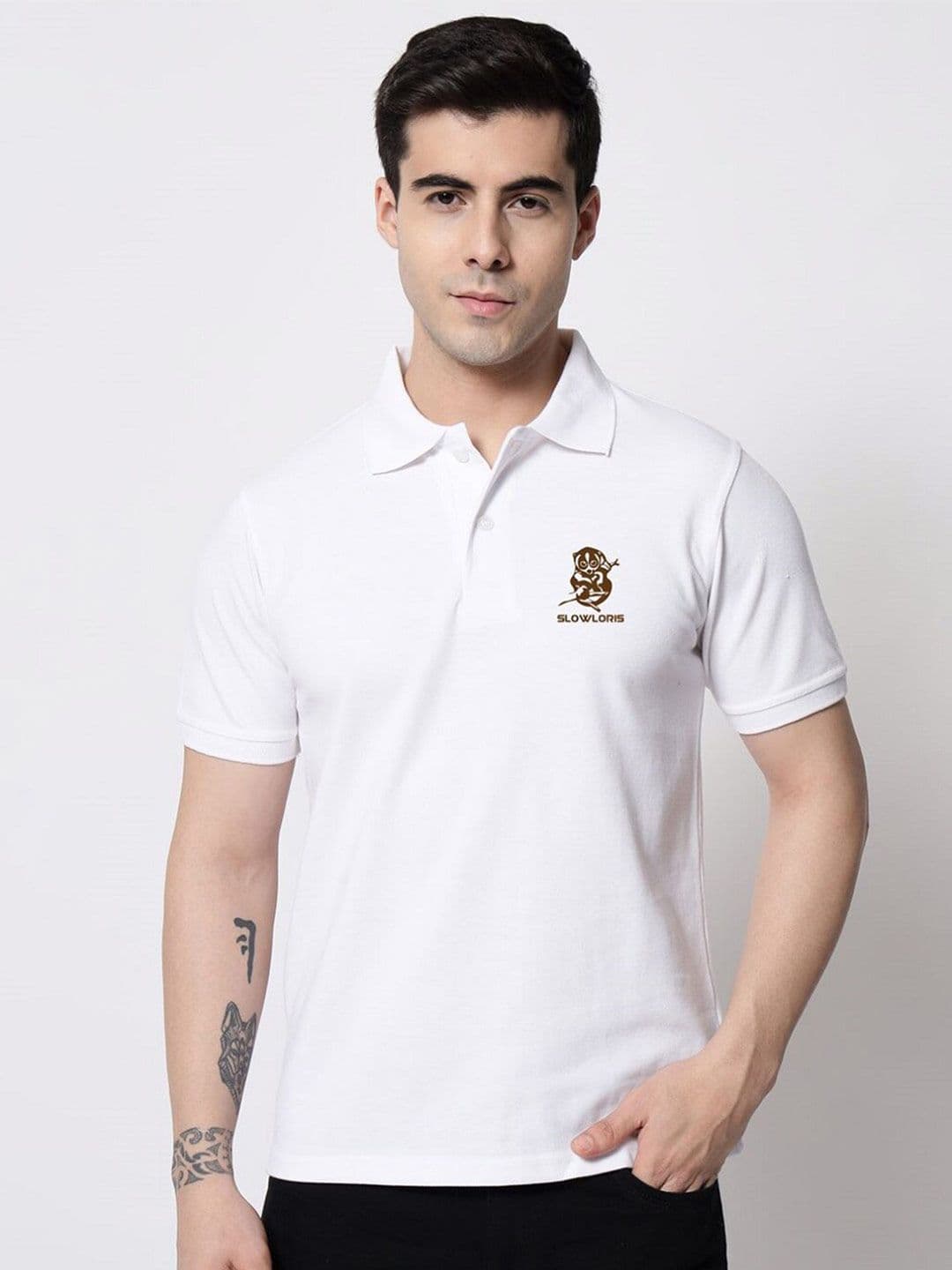 SLOWLORIS Polo Collar Cotton T-shirt - view 1