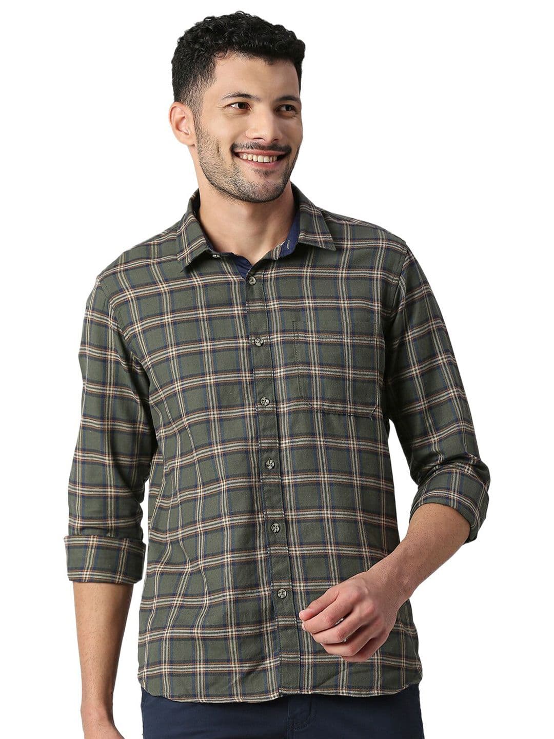 SNX Classic Tailored Fit Tartan Checked Pure Cotton Casual Shirt - view 1
