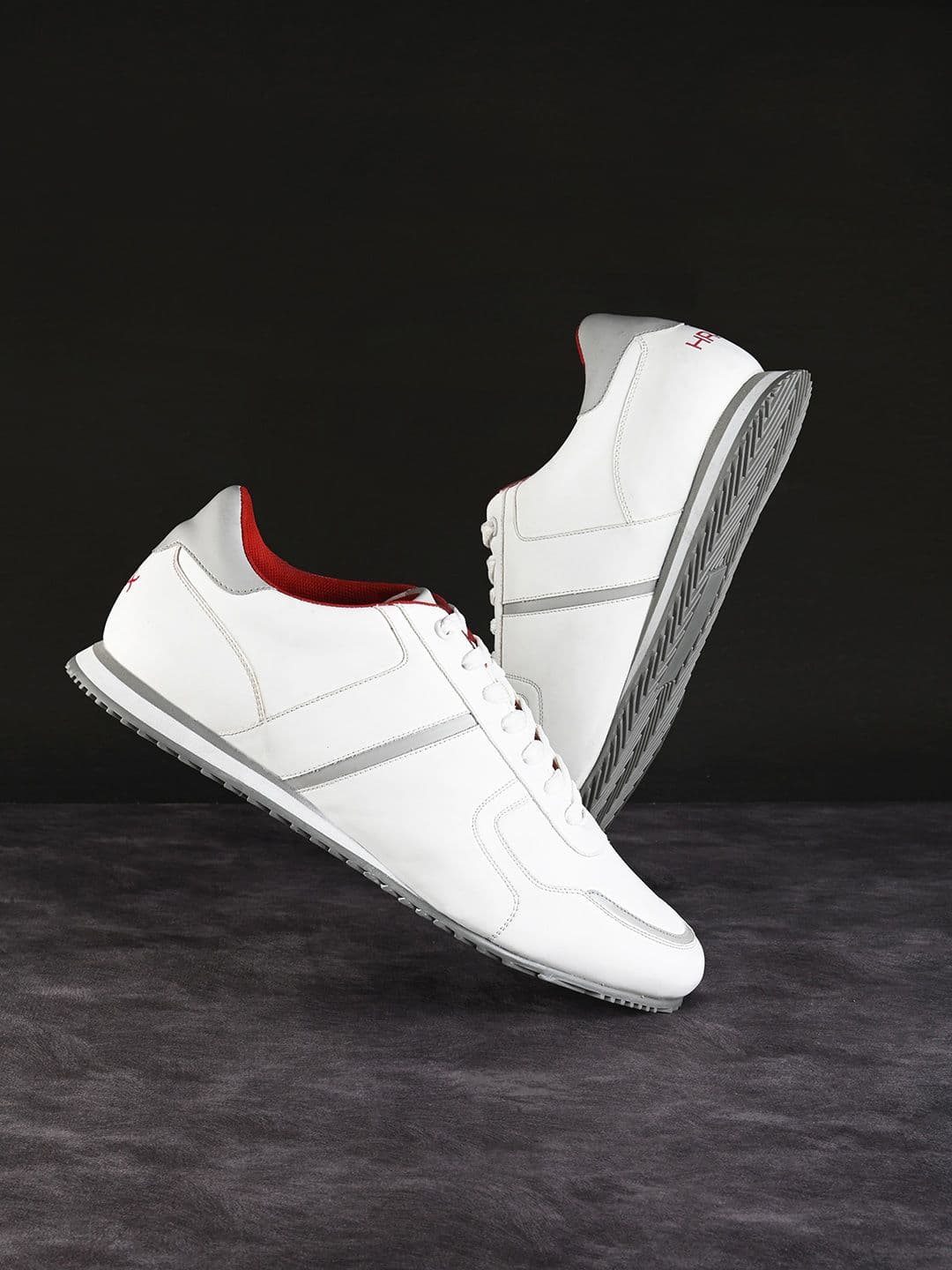 HRX by Hrithik Roshan Men White & Grey Retro Lightweight Comfort Insole Basics Sneakers - view 1