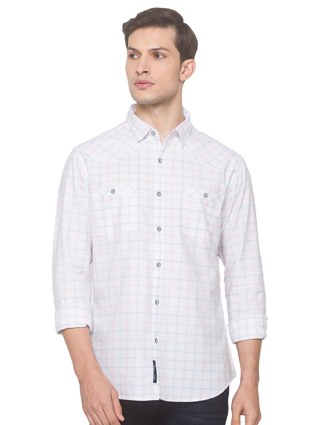 SNX Checked Classic Tailored Fit Cotton Casual Shirt - view 1