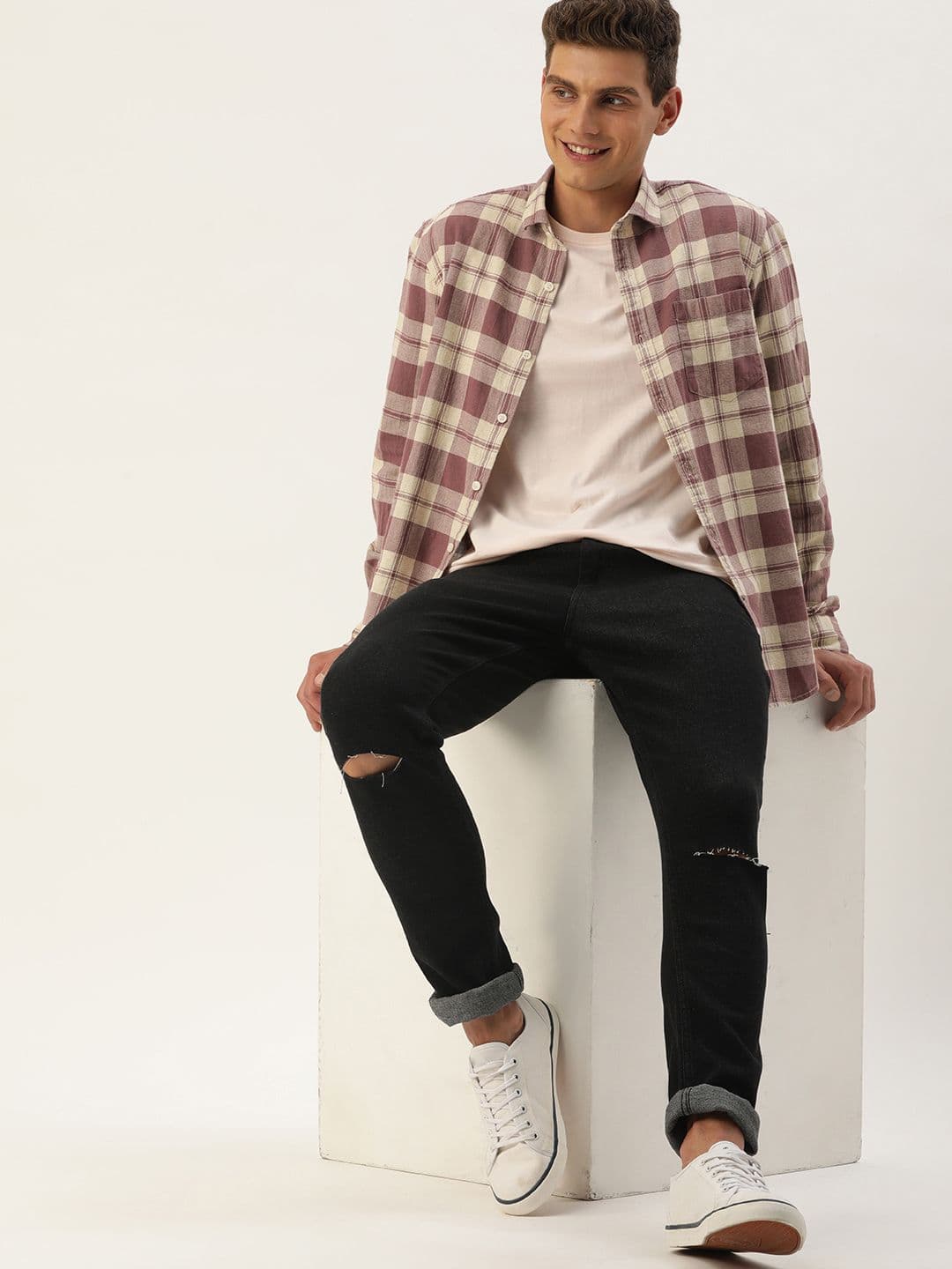 Mast & Harbour Men Standard Tartan Checked Cotton Casual Shirt - view 1