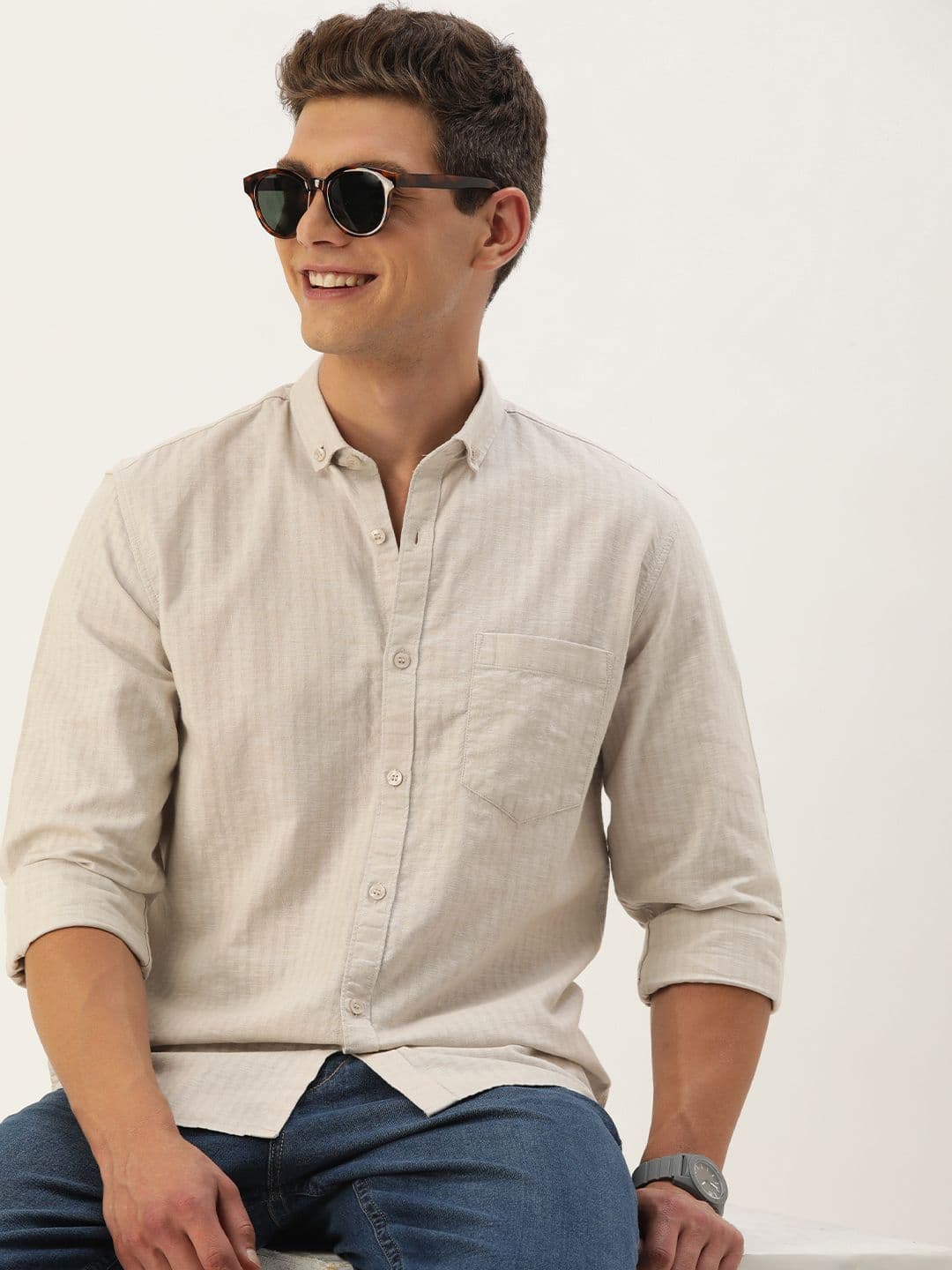 Mast & Harbour Men Standard Opaque Striped Casual Shirt - view 1
