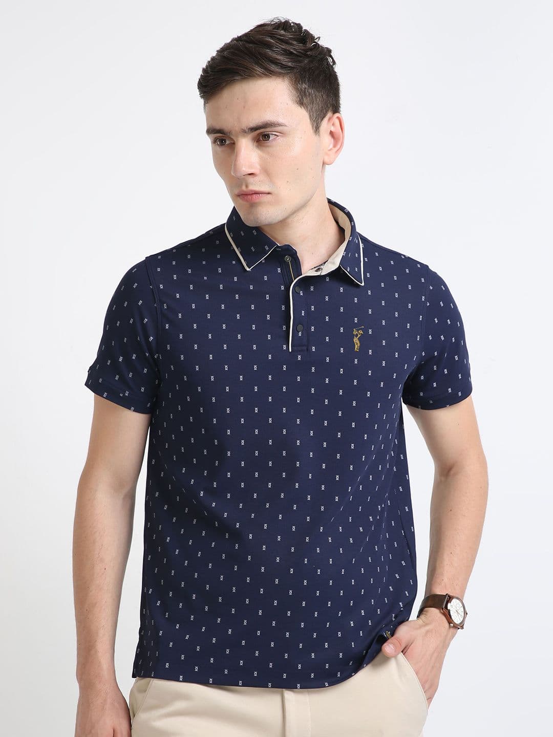 STELLERS Men Printed Polo Collar Wrinkle Free Quick Dry Stretchable T-shirt - view 1