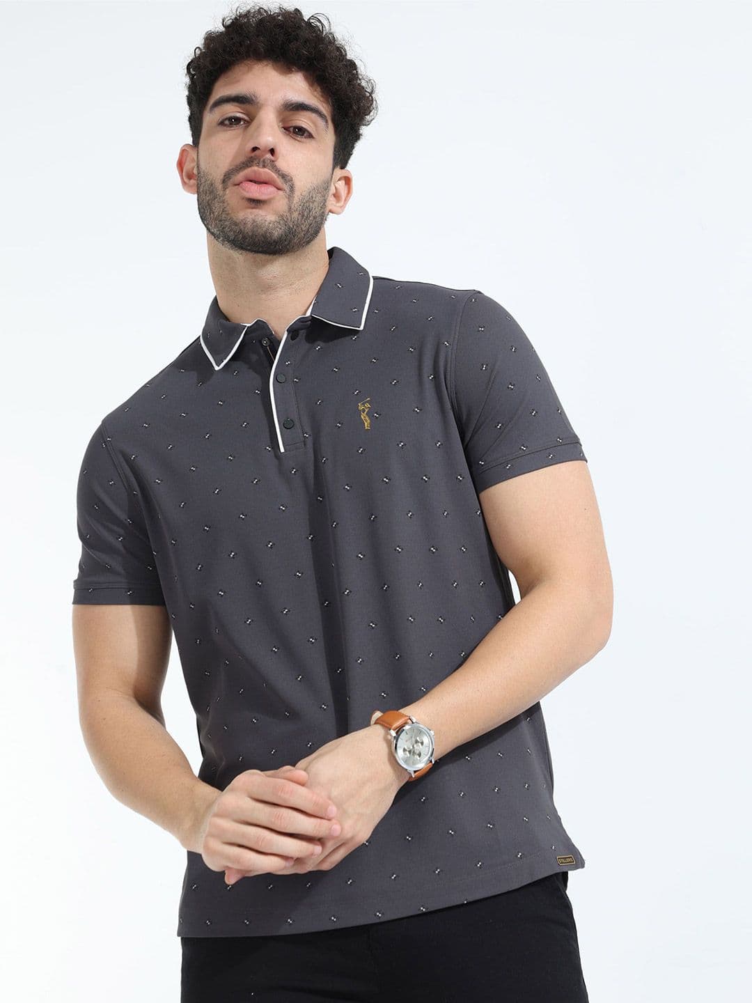 STELLERS Men Printed Polo Collar Wrinkle Free Quick Dry Stretchable T-shirt - view 1