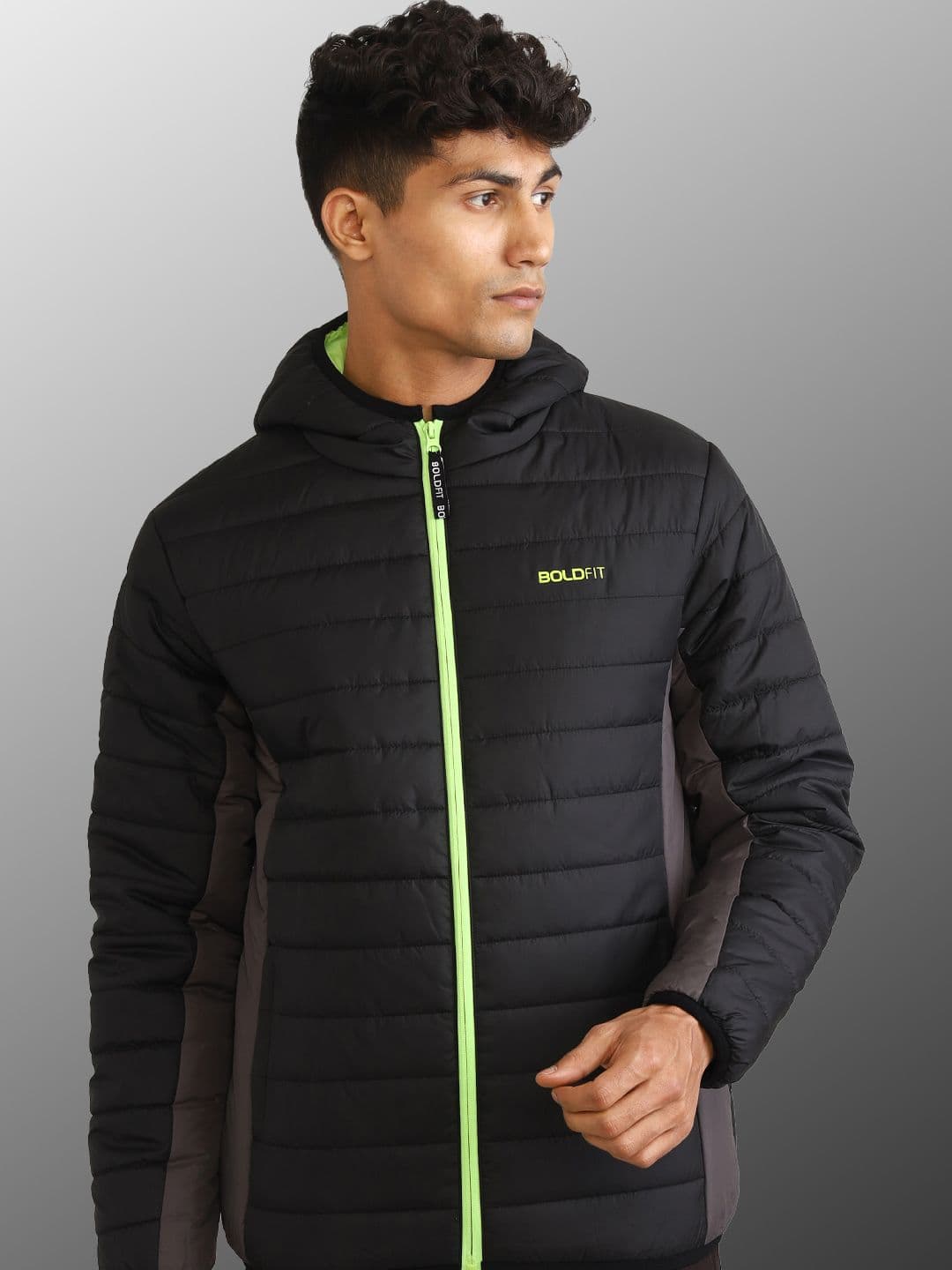 BOLDFIT Colourblocked Quilted Lightweight Hooded All Weather Outdoor Puffer Jacket - view 1