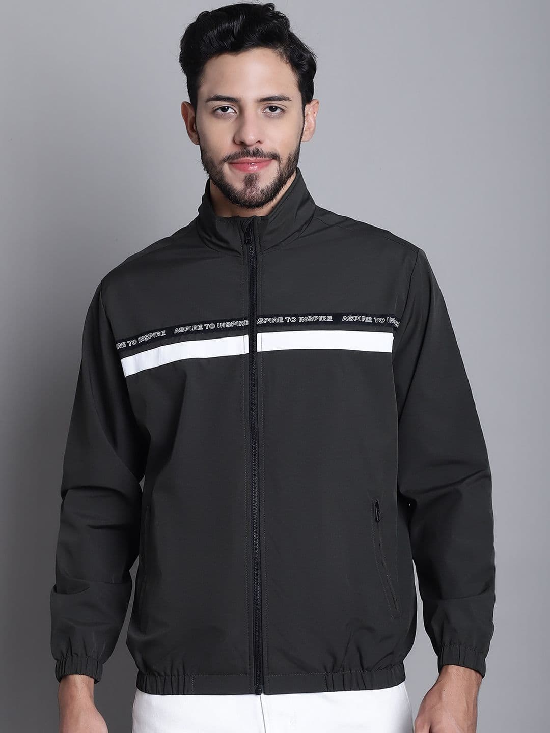 Cantabil Typography Printed Lightweight Sporty Jacket With Zip Detail - view 1