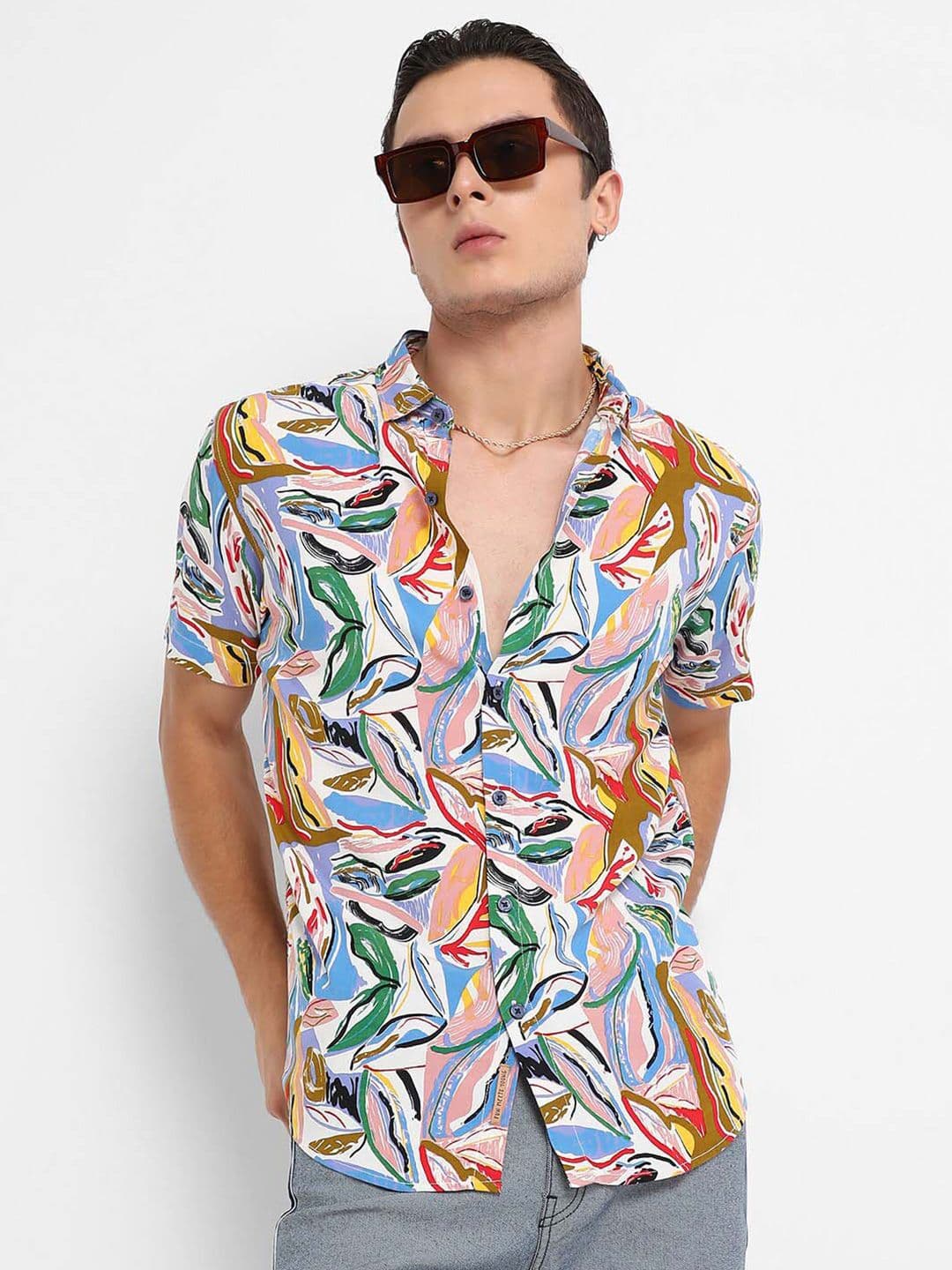 CAHOOT Classic Abstract Printed Spread Collar Casual Shirt - view 1