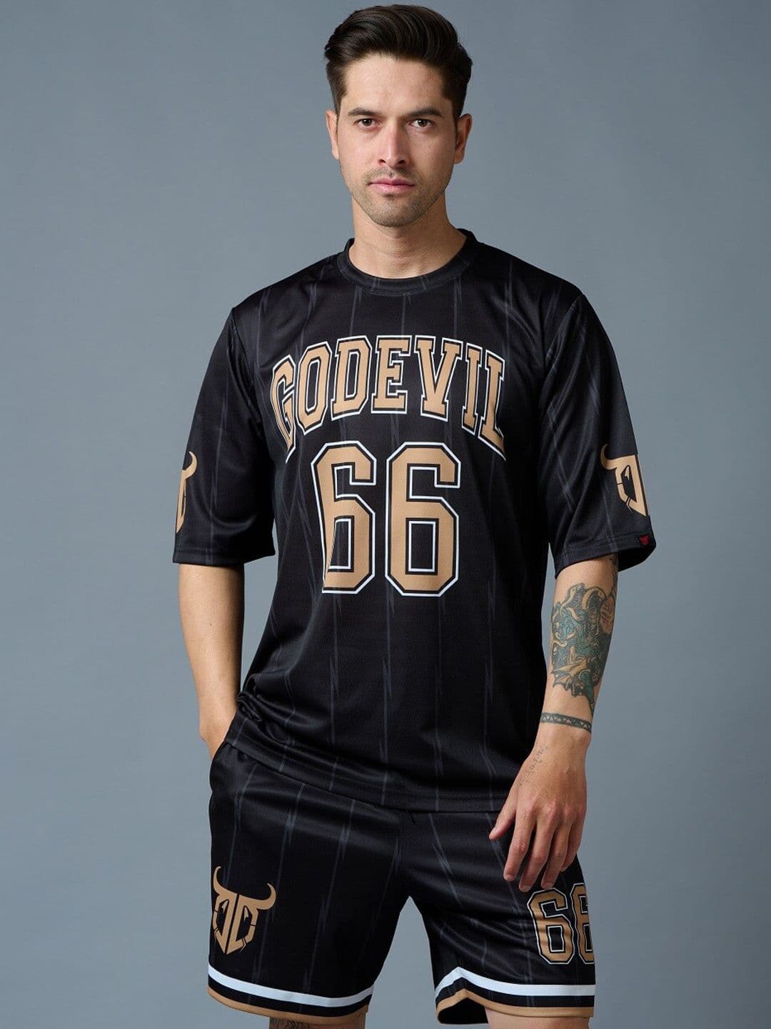 GO DEVIL Printed T-Shirt With Regular Trouser - view 1