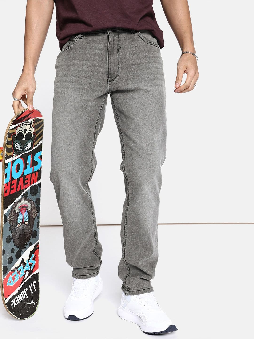 The Roadster Lifestyle Co. Men Straight Fit Light Fade Stretchable Jeans - view 1