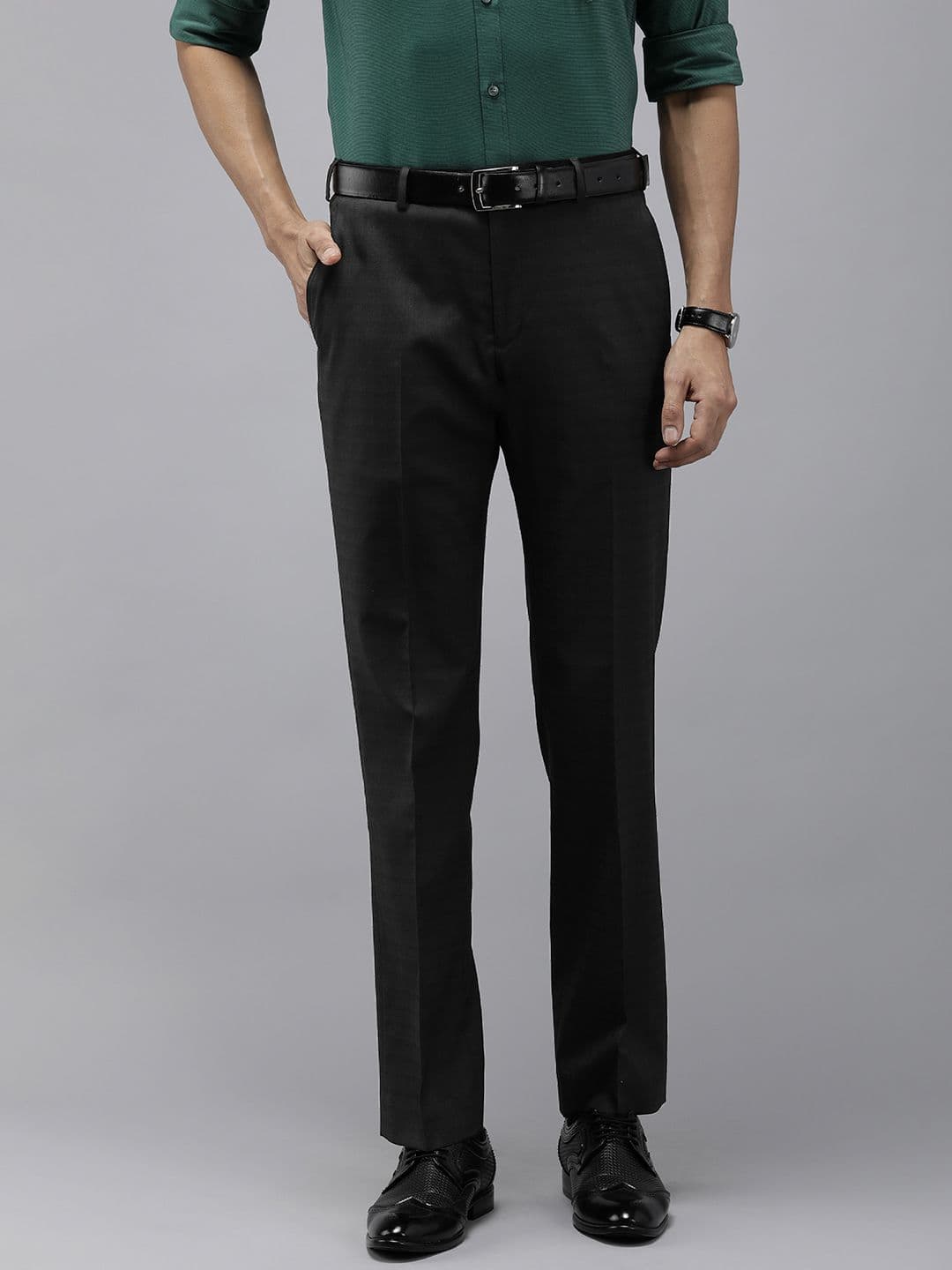 Park Avenue Men Mid-Rise Checked Smart Trousers - view 1