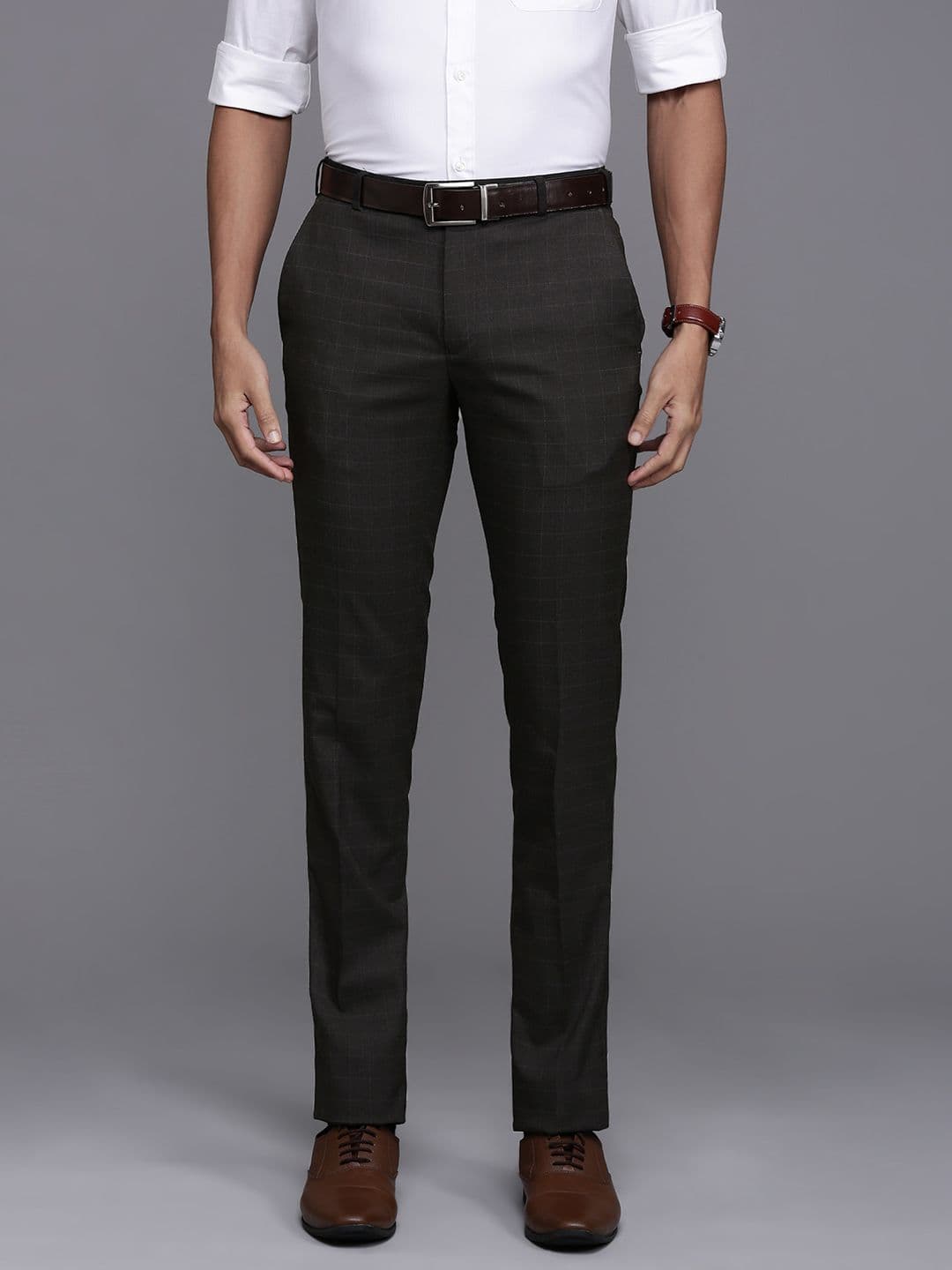 Raymond Men Checked Slim Fit Formal Trousers - view 1