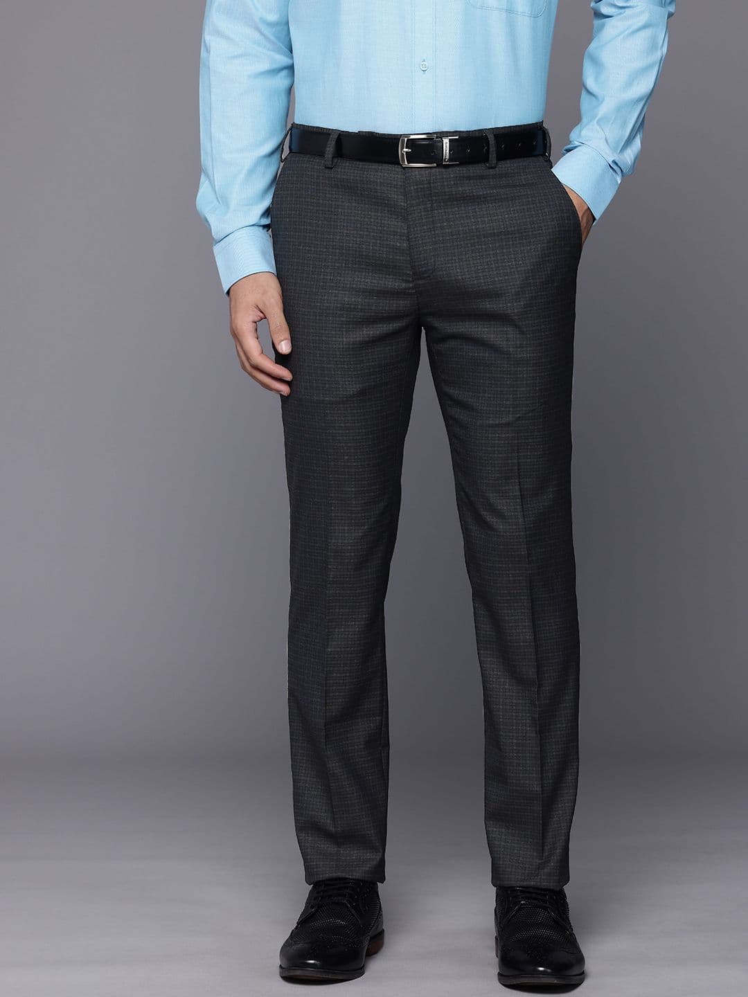Raymond Men Checked Slim Fit Formal Trousers - view 1