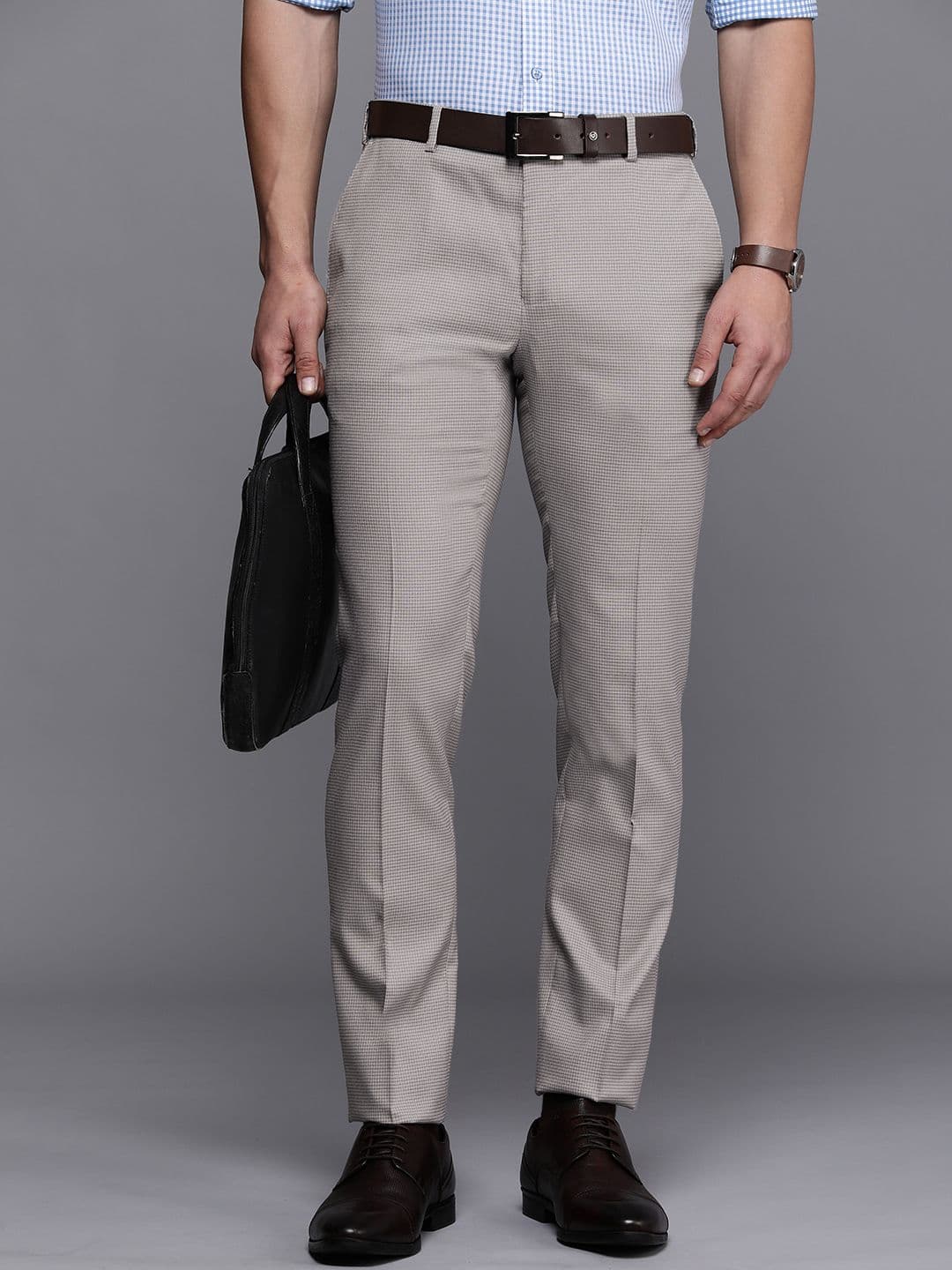 Raymond Men Checked Slim Fit Formal Trousers - view 1