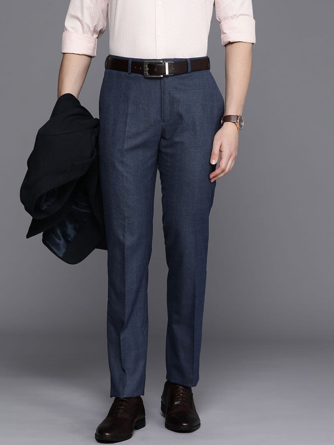 Raymond Men Checked Slim Fit Formal Trousers - view 1