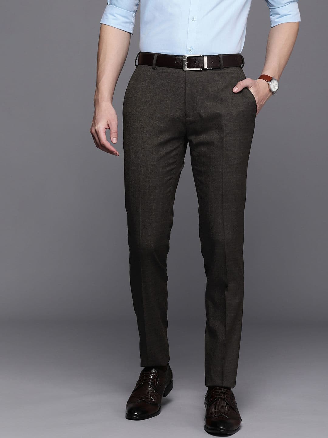 Raymond Men Checked Slim Fit Formal Trousers - view 1