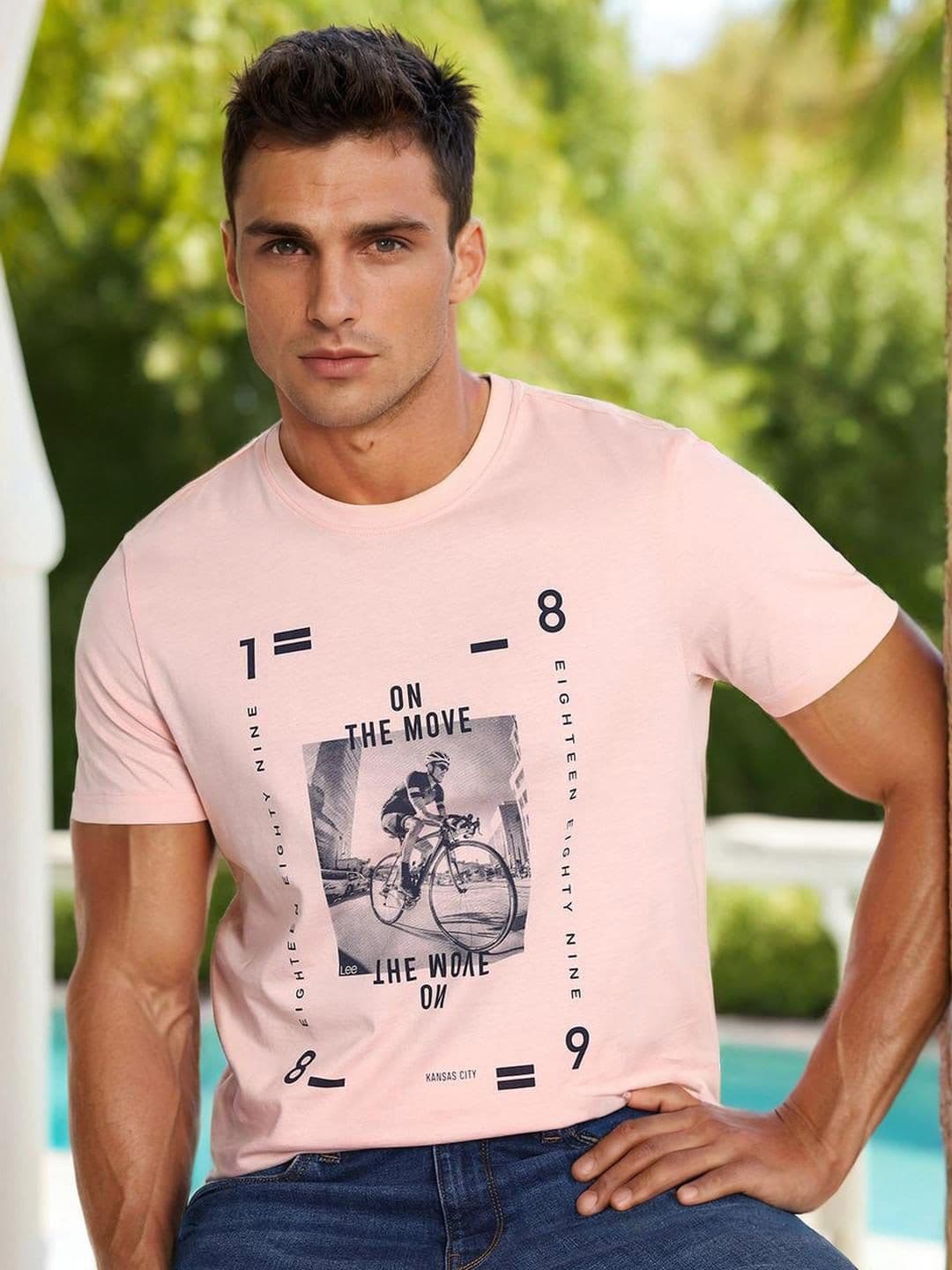 Lee Typography Printed Slim Fit Casual Cotton T-shirt - view 1