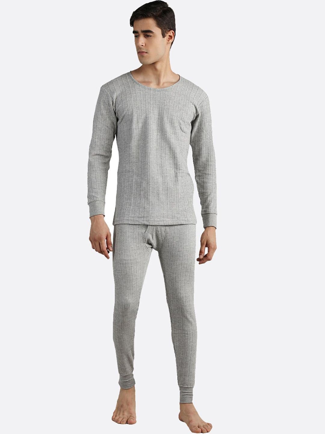 NEVA Striped Round Neck Cotton Thermal Set - view 1