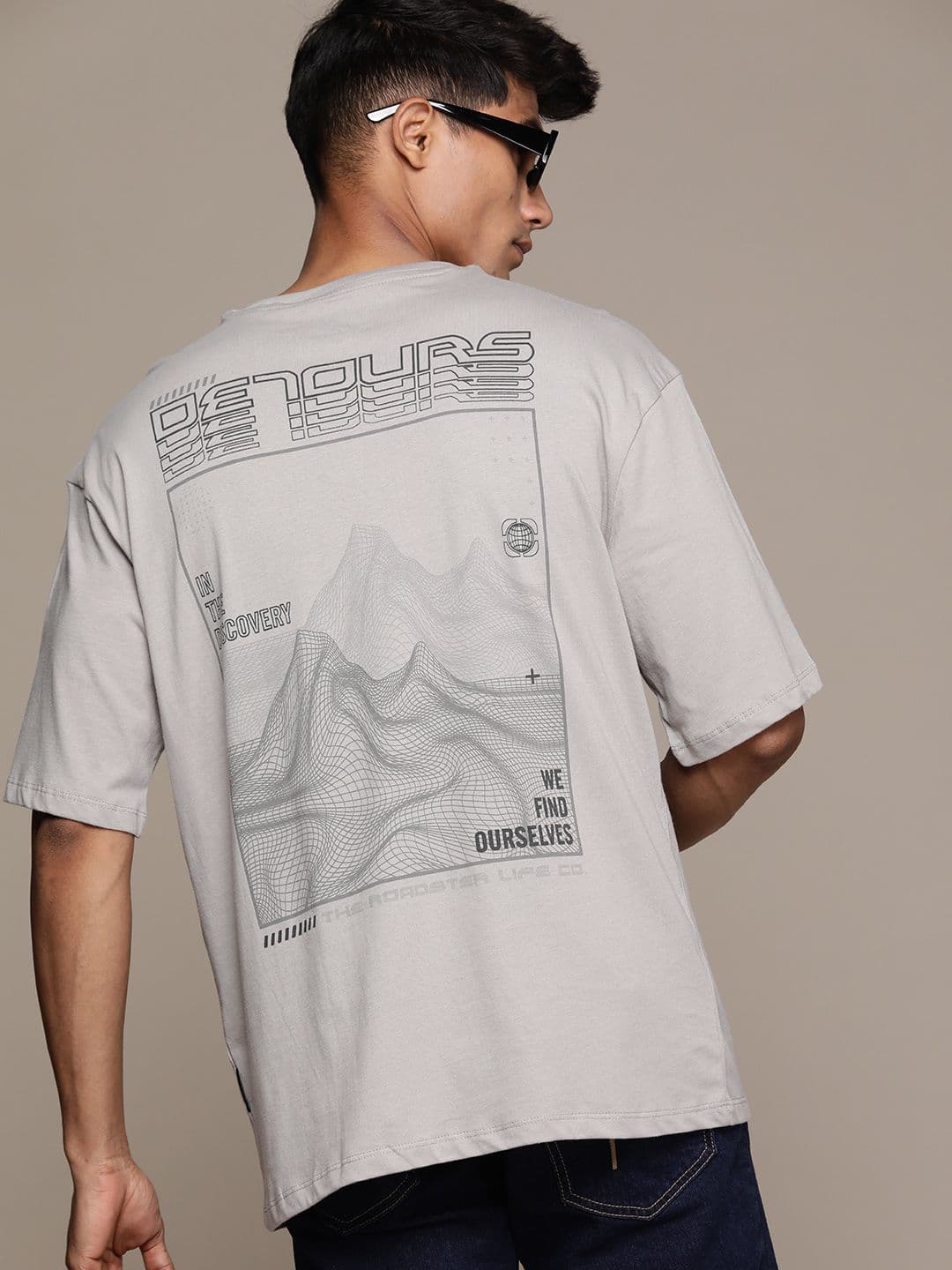 The Roadster Lifestyle Co. Printed Drop-Shoulder Sleeves Pure Cotton Oversized T-shirt - view 1