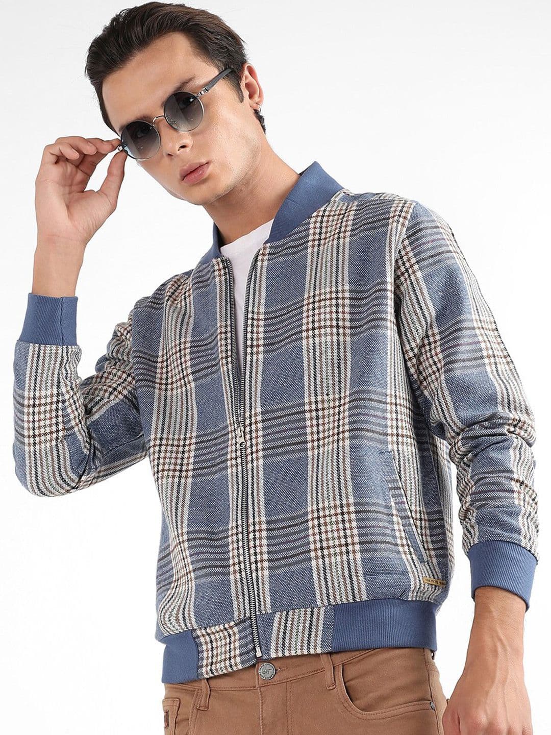 CAHOOT Checked Mock Collar Windcheater Cotton Bomber Jacket - view 1