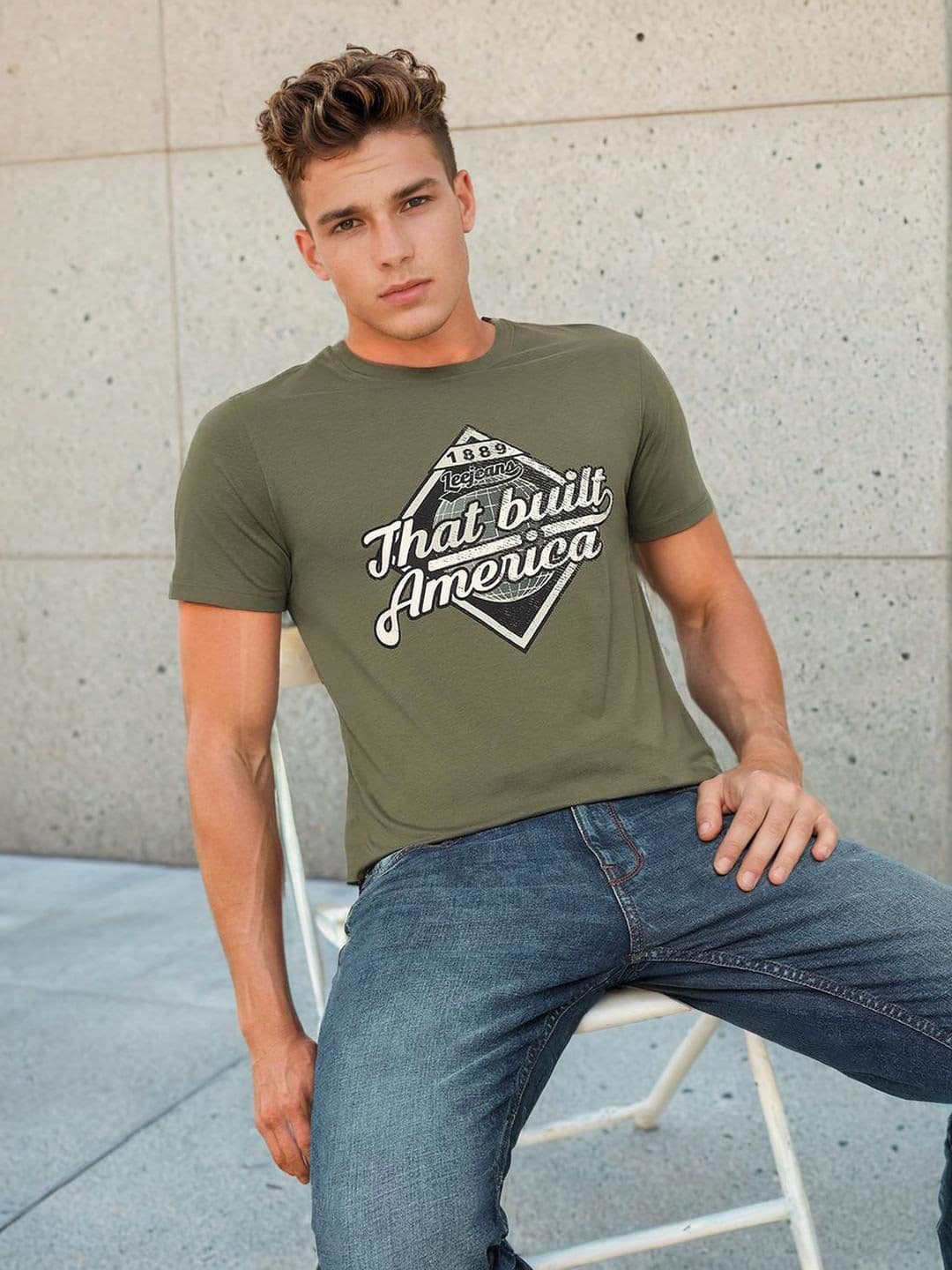 Lee Typography Printed Cotton Slim Fit T-shirt - view 1