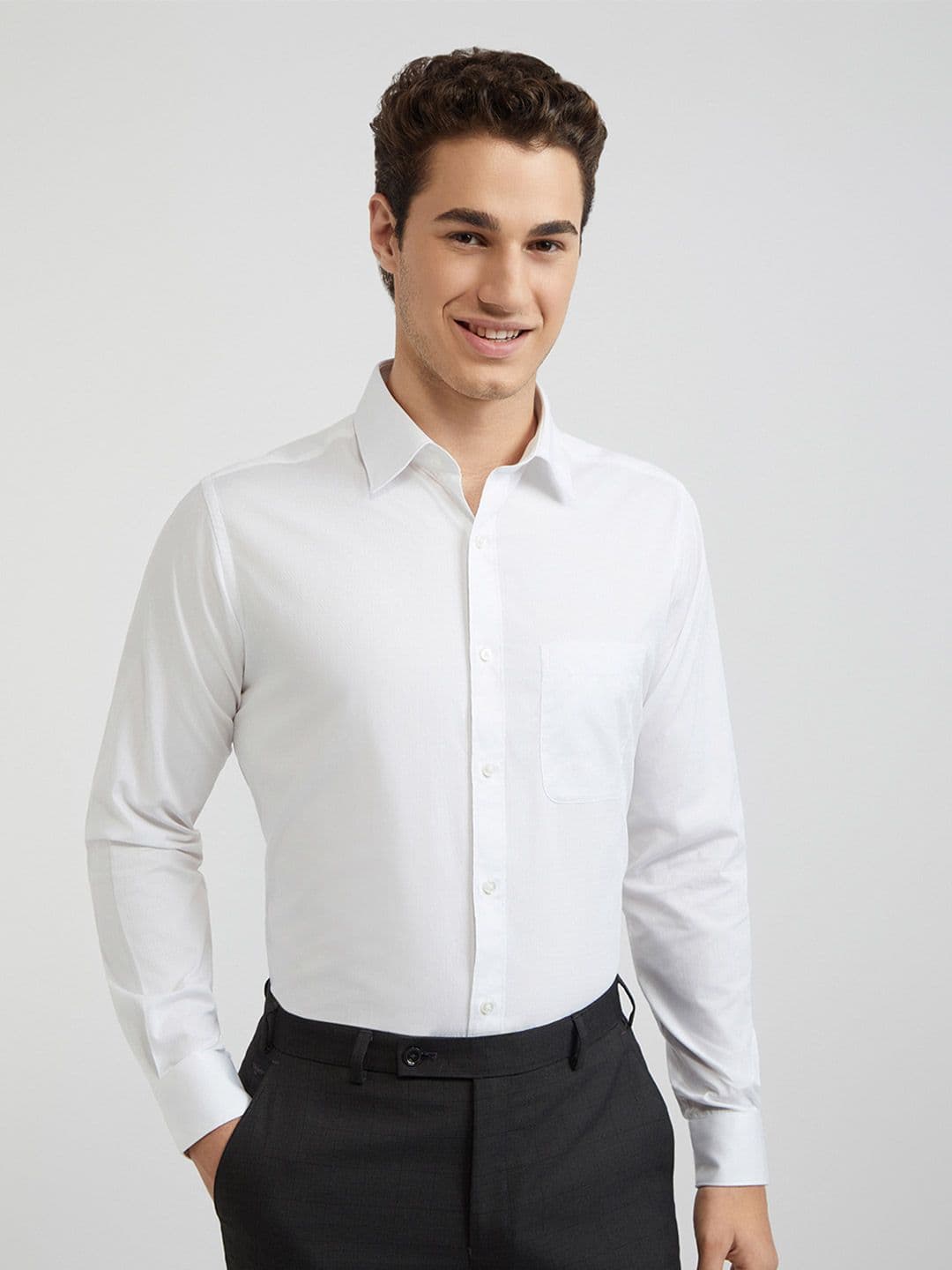 Raymond Pure Cotton Textured Slim Fit Formal Shirt - view 1