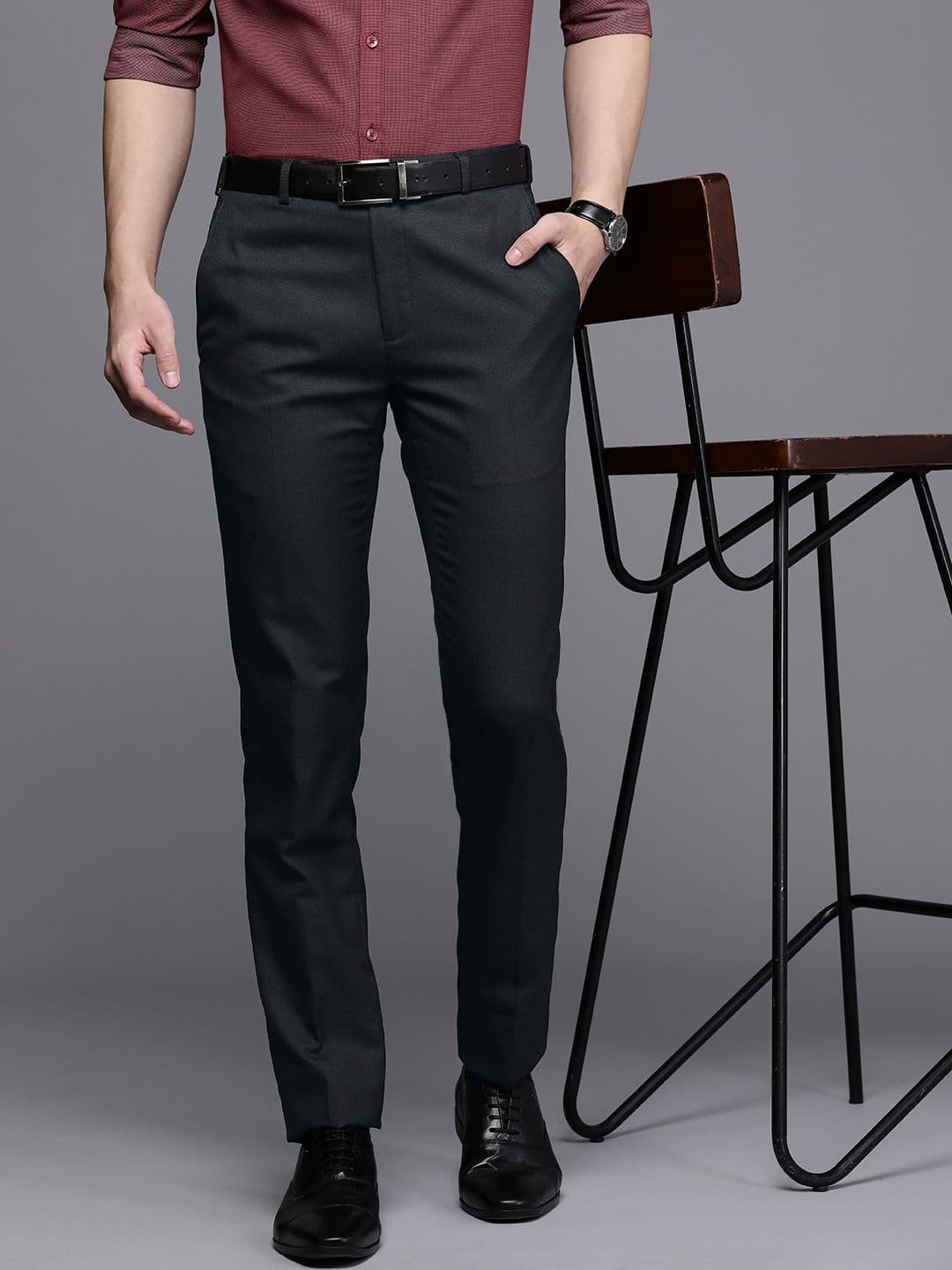 Raymond Men Textured Slim Fit Formal Trousers - view 1