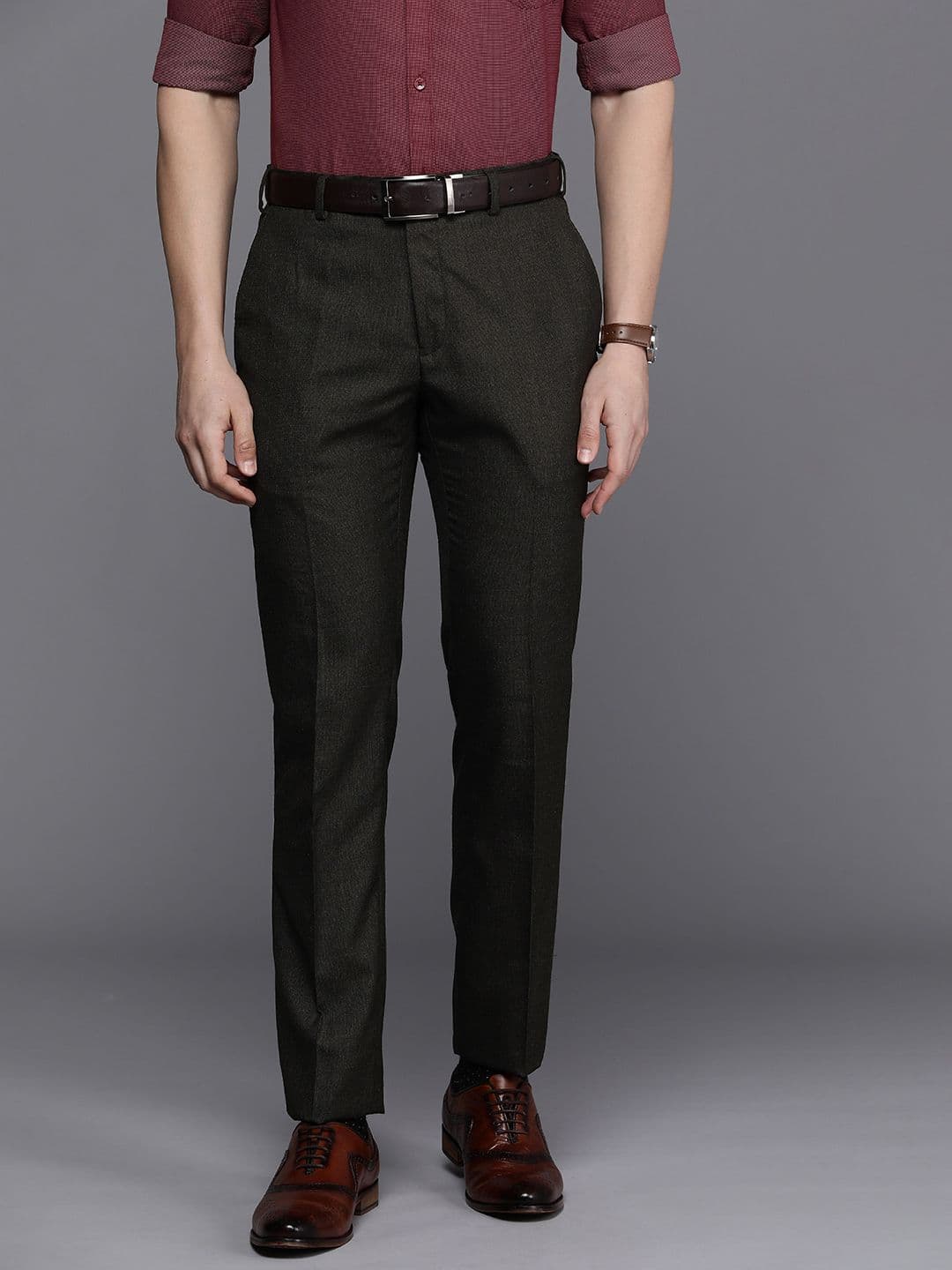 Raymond Men Solid Slim Fit Mid-Rise Formal Trousers - view 1