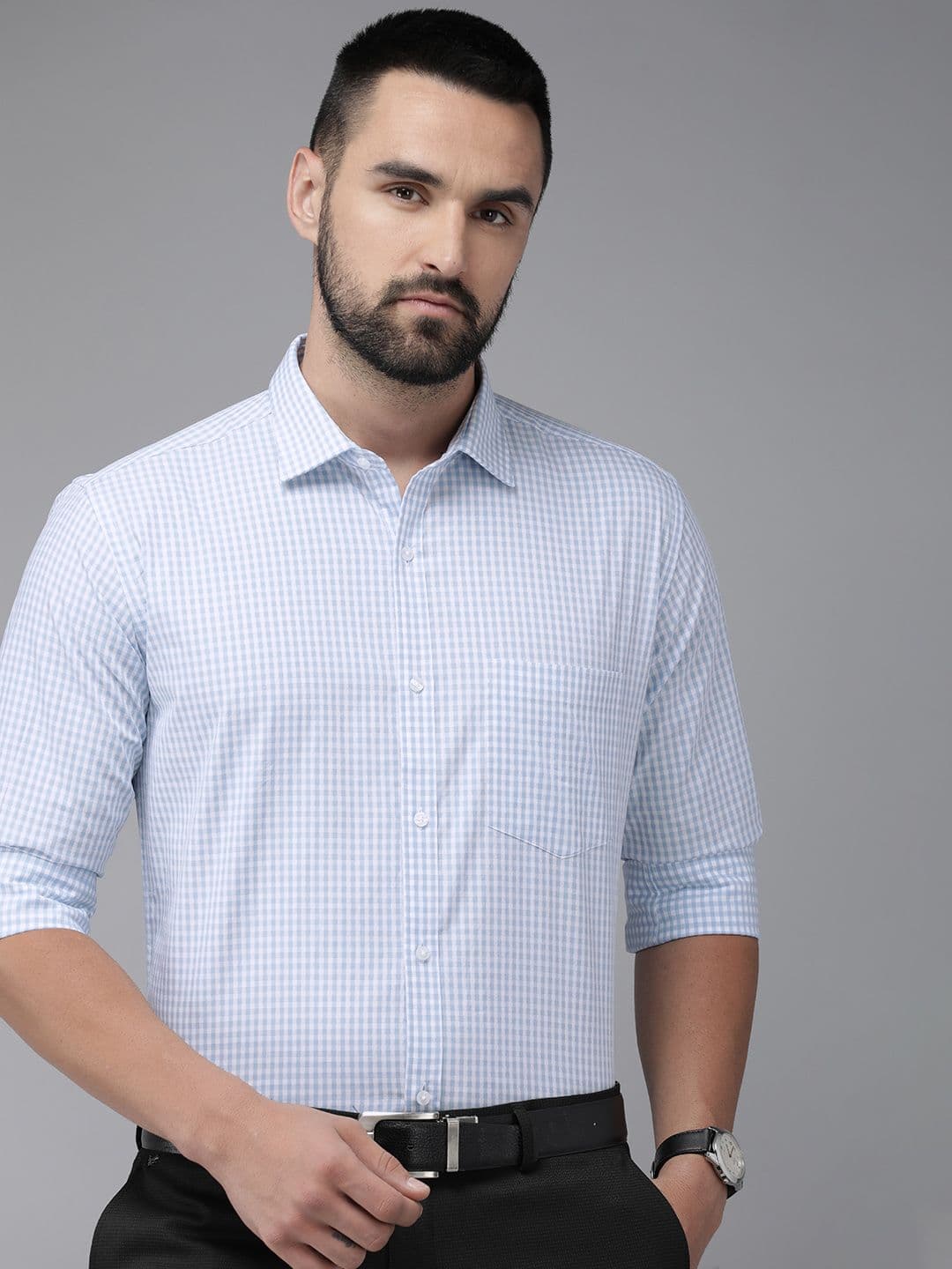 Park Avenue Pure Cotton Self Design Slim Fit Textured Formal Shirt - view 1
