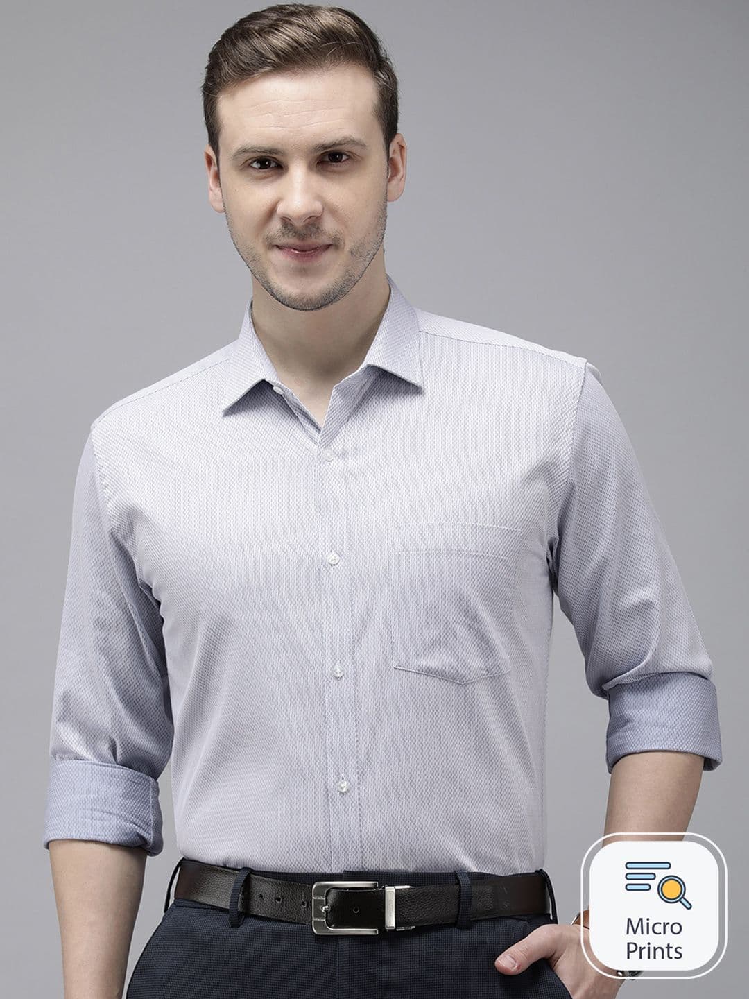 Park Avenue Pure Cotton Self Design Slim Fit Textured Formal Shirt - view 1