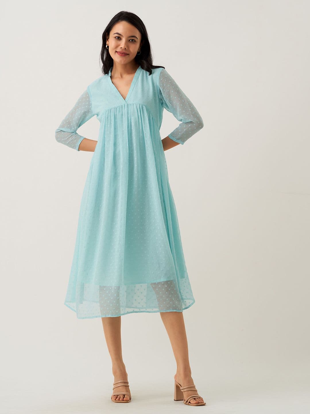 AASK Self Design Gathered A-Line Midi Dress - view 1